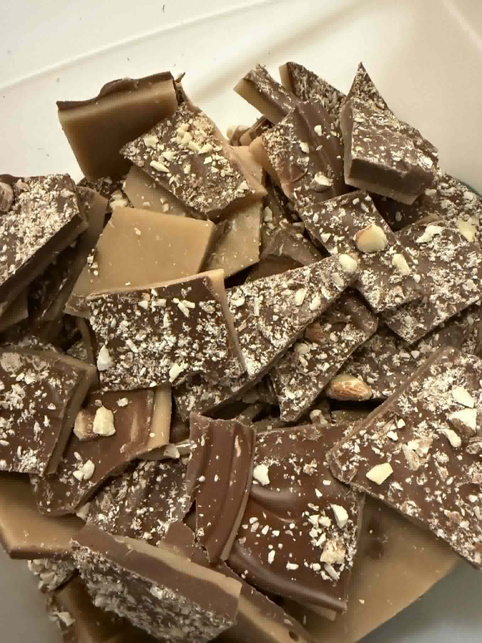 English Toffee Milk Chocolate  - Homemade from scratch English Toffee.  Prepared in our Licensed kitchen.