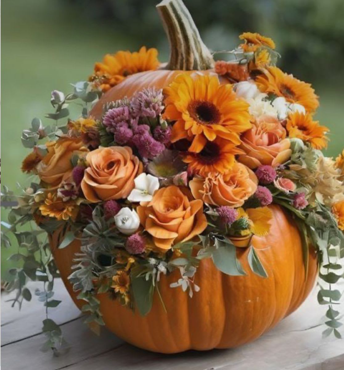 Golden Ember Pumpkin - Radiate autumn’s golden glow with our Golden Ember Pumpkin, a vibrant seasonal favorite available exclusively at Braly Blooms. Designed in a fresh pumpkin, this stunning arrangement features orange roses, cheerful Gerber daisies, and a curated selection of our in-store autumn florals for a warm, textured finish. Bursting with rich fall color and natural charm, it’s the perfect centerpiece or gift to brighten any home with the spirit of the season.