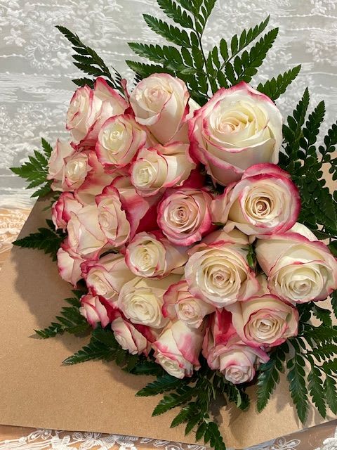 Strawberry Cream - Two dozen roses hand wrapped 
