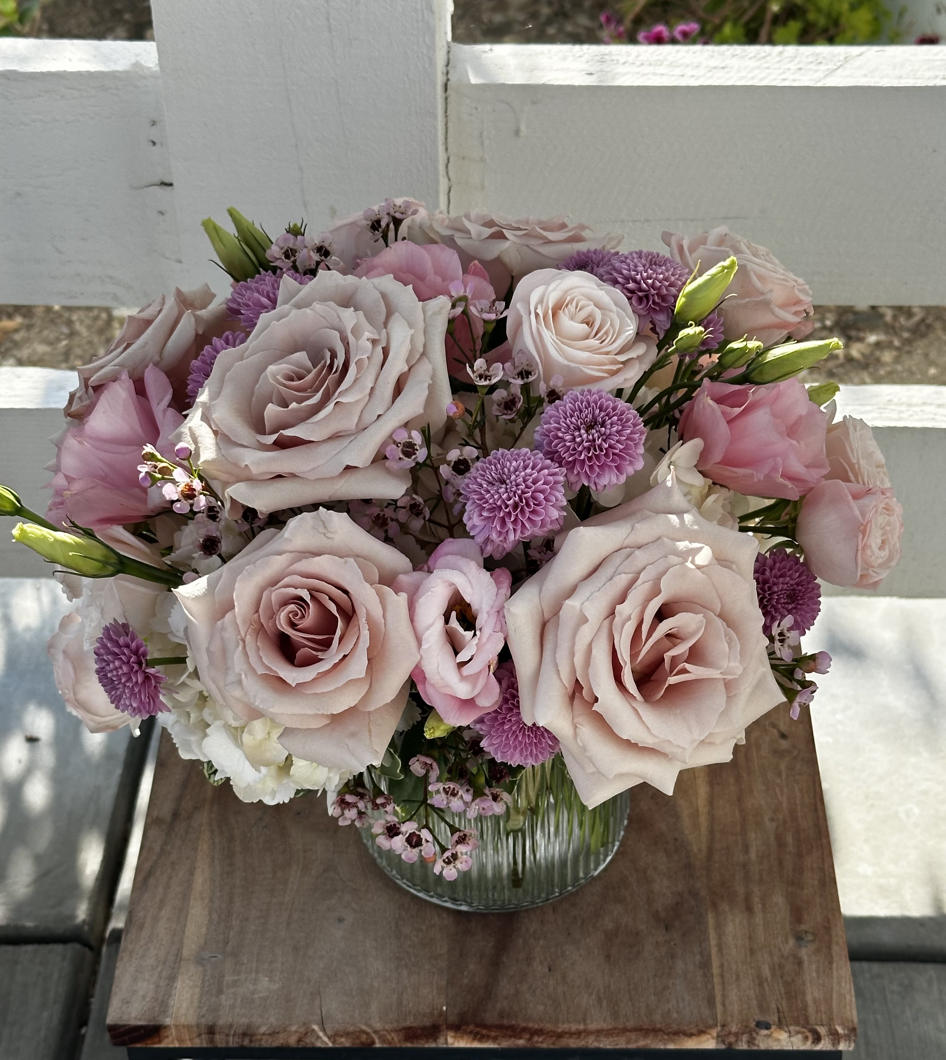 Bee Neutral - Neutral blooms for any occasion  Short round arrangement 
