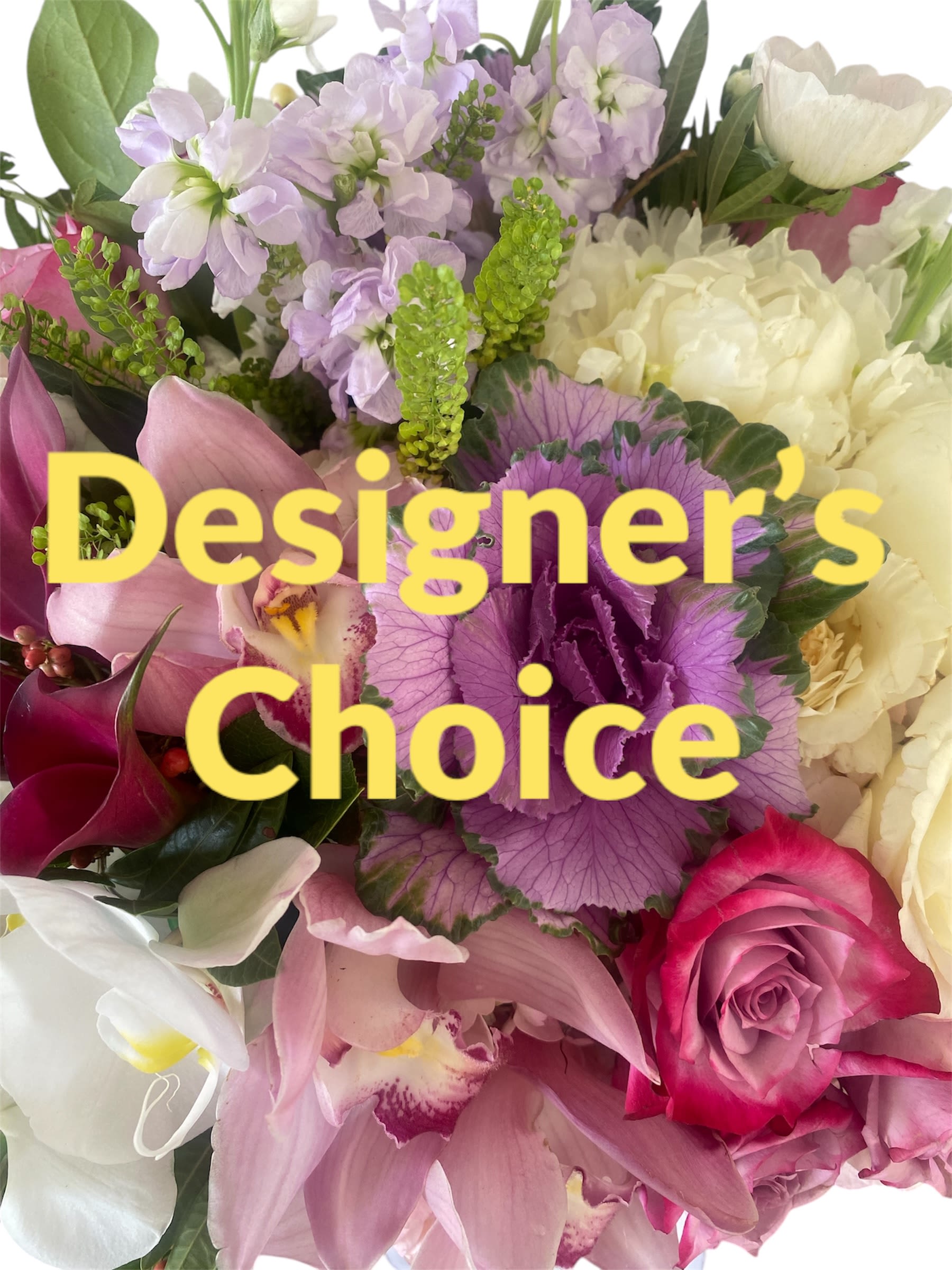 Mixed bouquet with pink, white, and lavender flowers