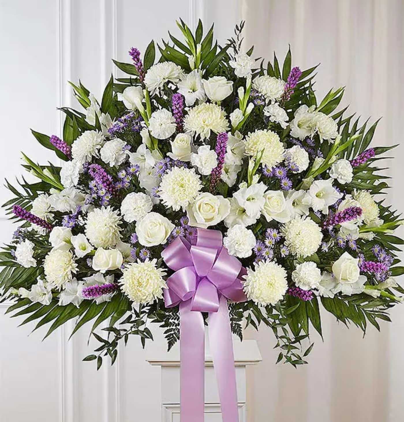 Lavender and White standing basket  - Lavender and White standing basket