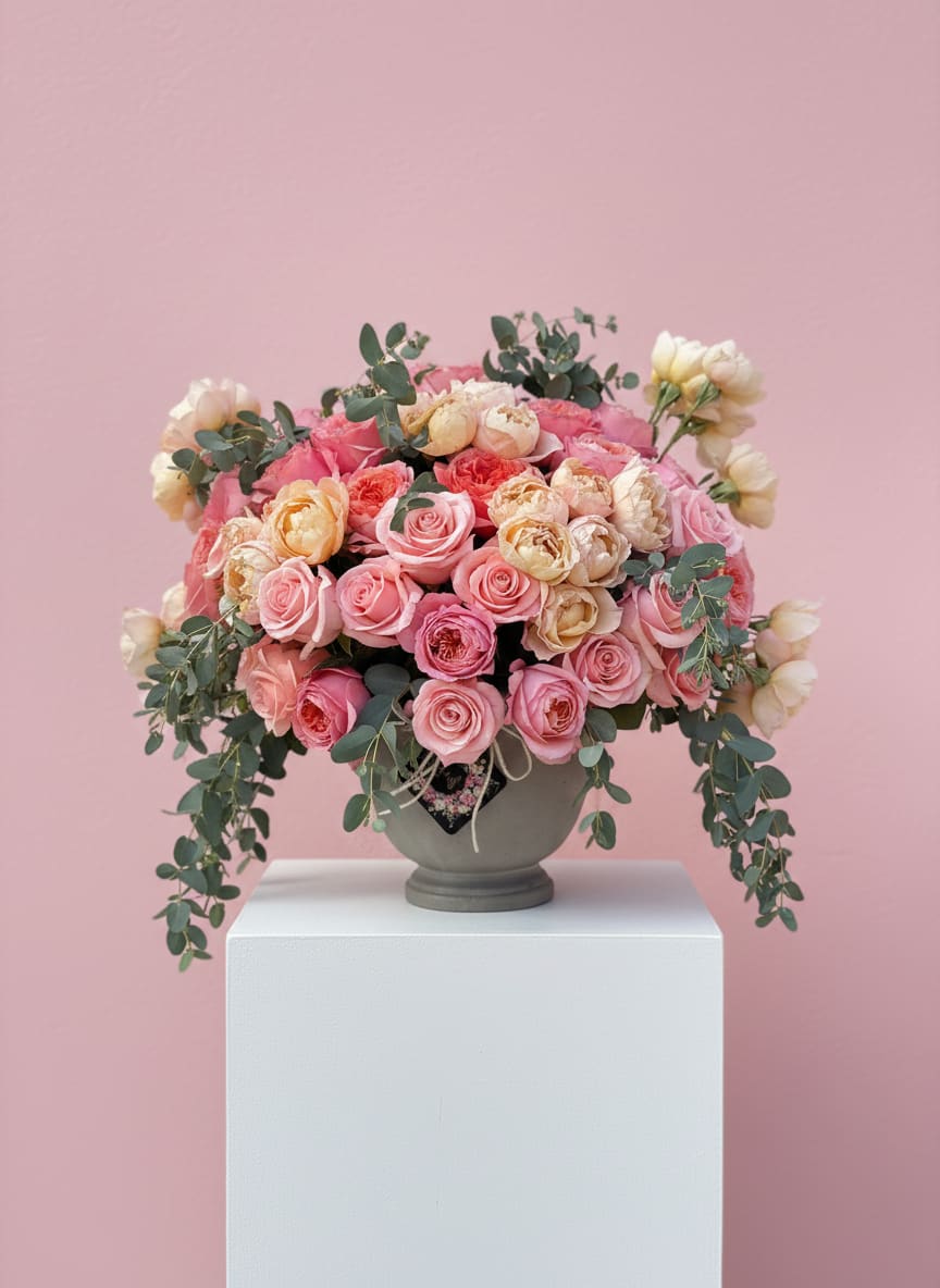 Blushing in Beverly - Blushing in Beverly Made for LA's most iconic zip codes. A fresh, feminine arrangement with undeniable West Coast luxury. Flower varieties and vessels may vary based on availability to ensure the highest quality.