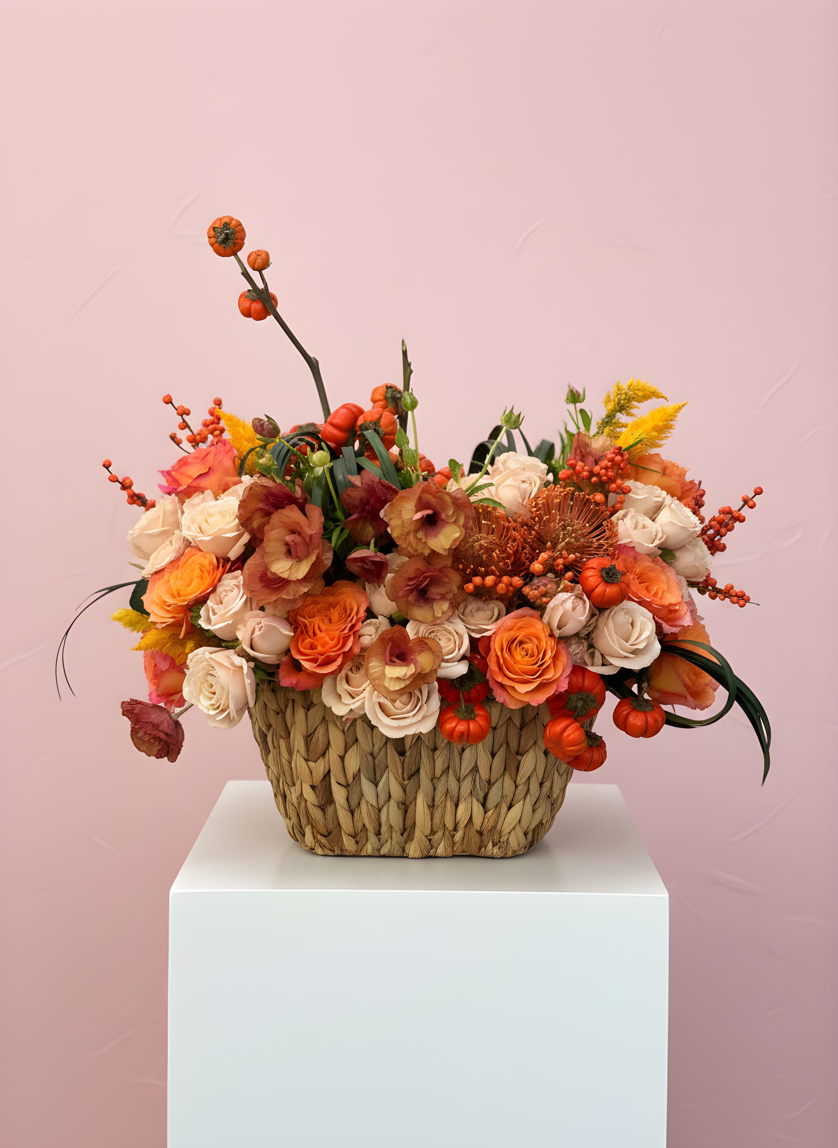 Copper Hour - Copper Hour That golden-orange moment when everything glows. A warm, editorial arrangement for the most beautiful spaces. Flower varieties and vessels may vary based on availability to ensure the highest quality.
