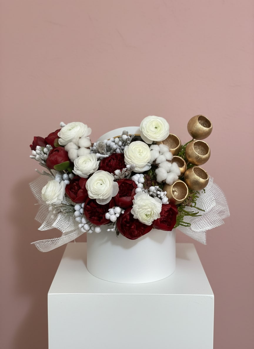 Crimson Editorial  - Crimson Editorial Designed for those who don't do ordinary. Rich crimson blooms styled with intention and edge. Flower varieties and vessels may vary based on availability to ensure the highest quality.