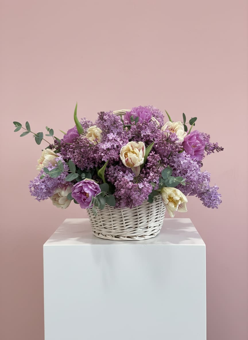 The Market Basket  - The Market Basket Fresh from the finest farms, arranged just for you. A lush, overflowing basket that brings the beauty of the market straight to your door. Flower varieties and baskets may vary based on availability to ensure the highest quality.
