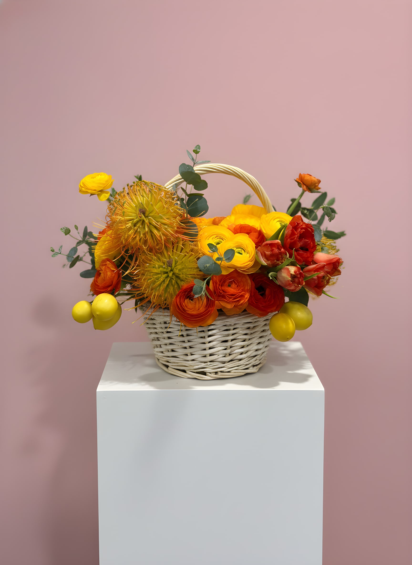 Valencia Basket - Valencia Named after the sun-soaked city that inspired it. Rich, warm oranges with an effortlessly chic Mediterranean soul. Flower varieties and vessels may vary based on availability to ensure the highest quality.
