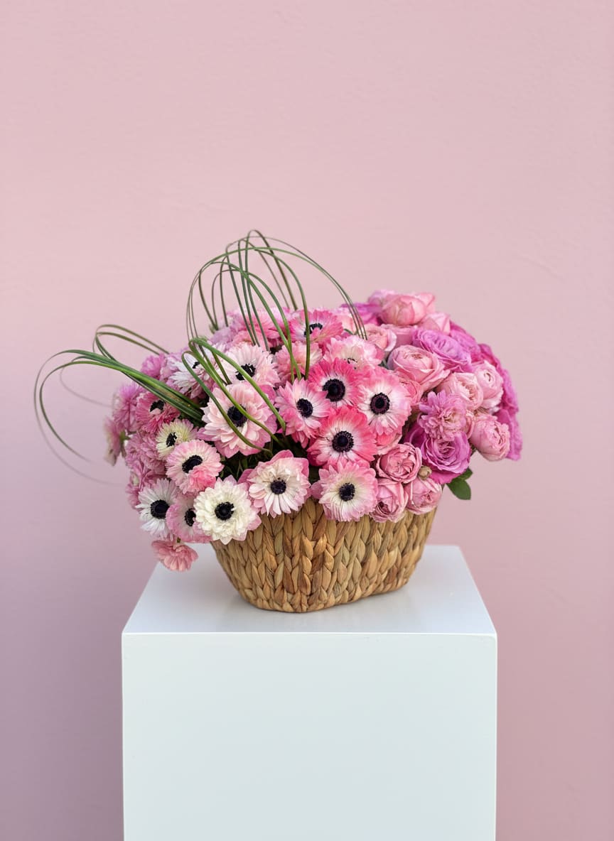 The Pink Agenda  - The Pink Agenda She walked in with a plan and peonies. A confident, statement-making arrangement in the boldest shades of pink. Flower varieties and vessels may vary based on availability to ensure the highest quality.