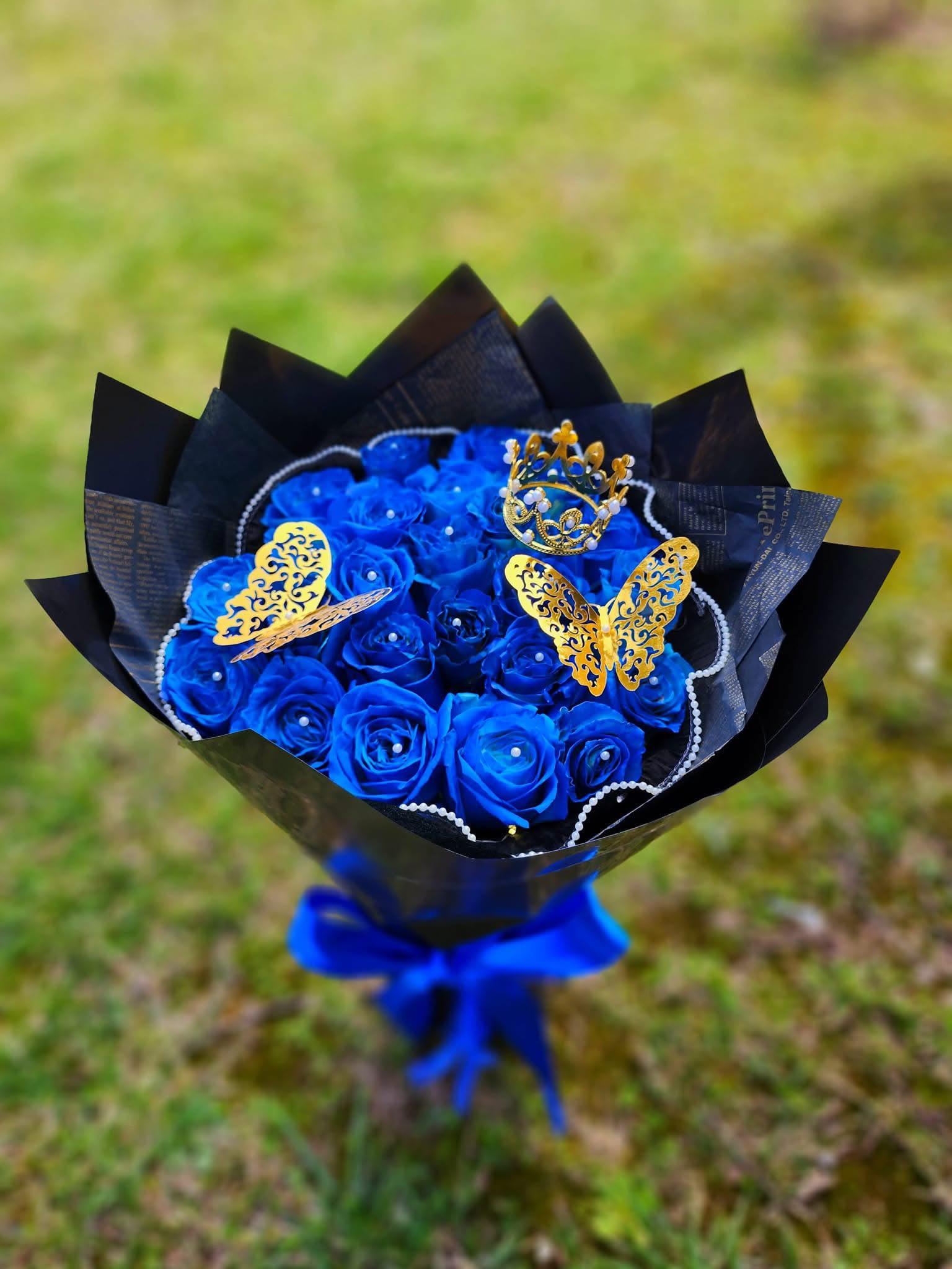 Blue love  - Bouquet buchón 