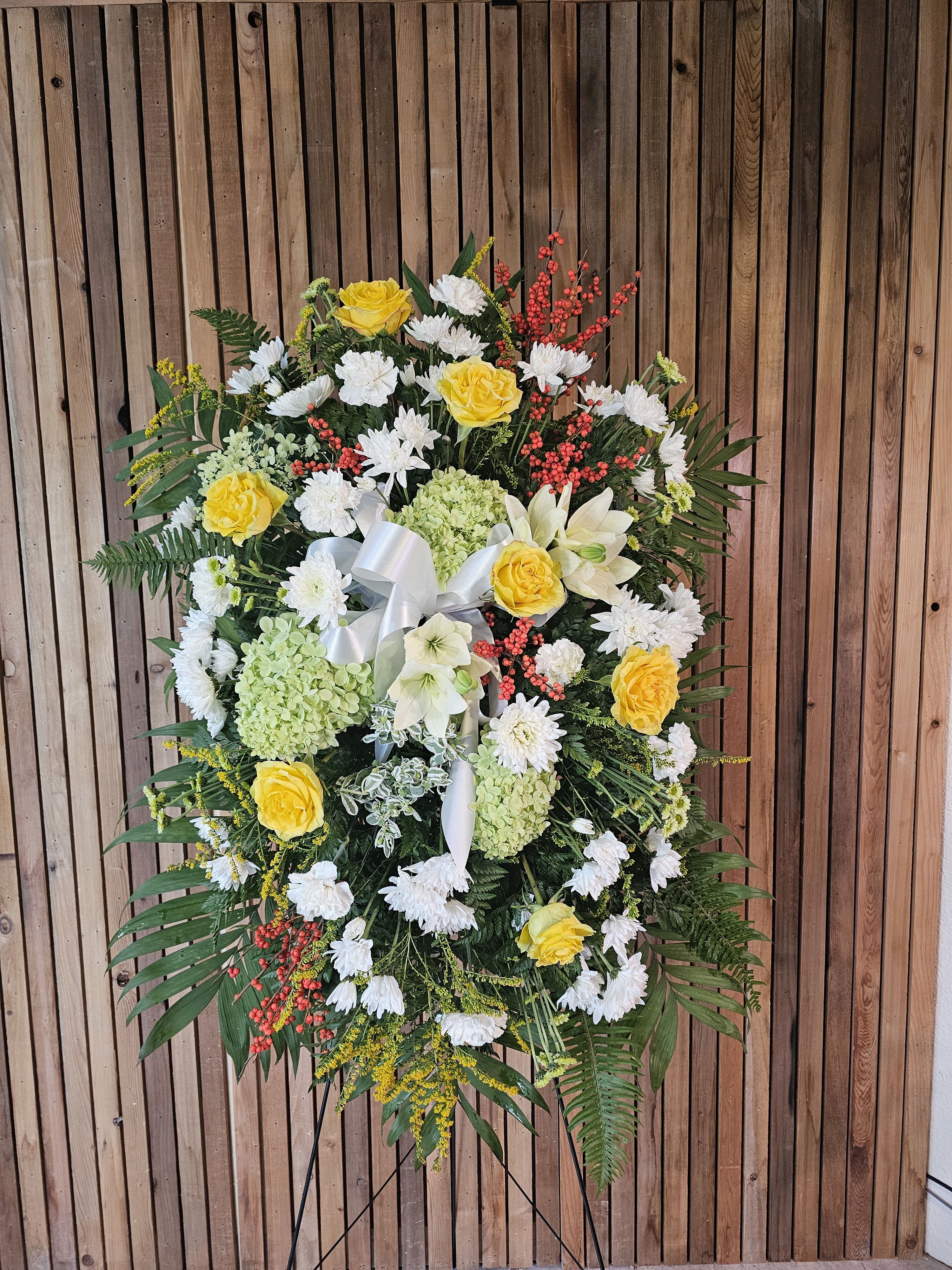Sympathy arrangement - Small funeral easel. Arrangment is subject to substitutions based on availability 