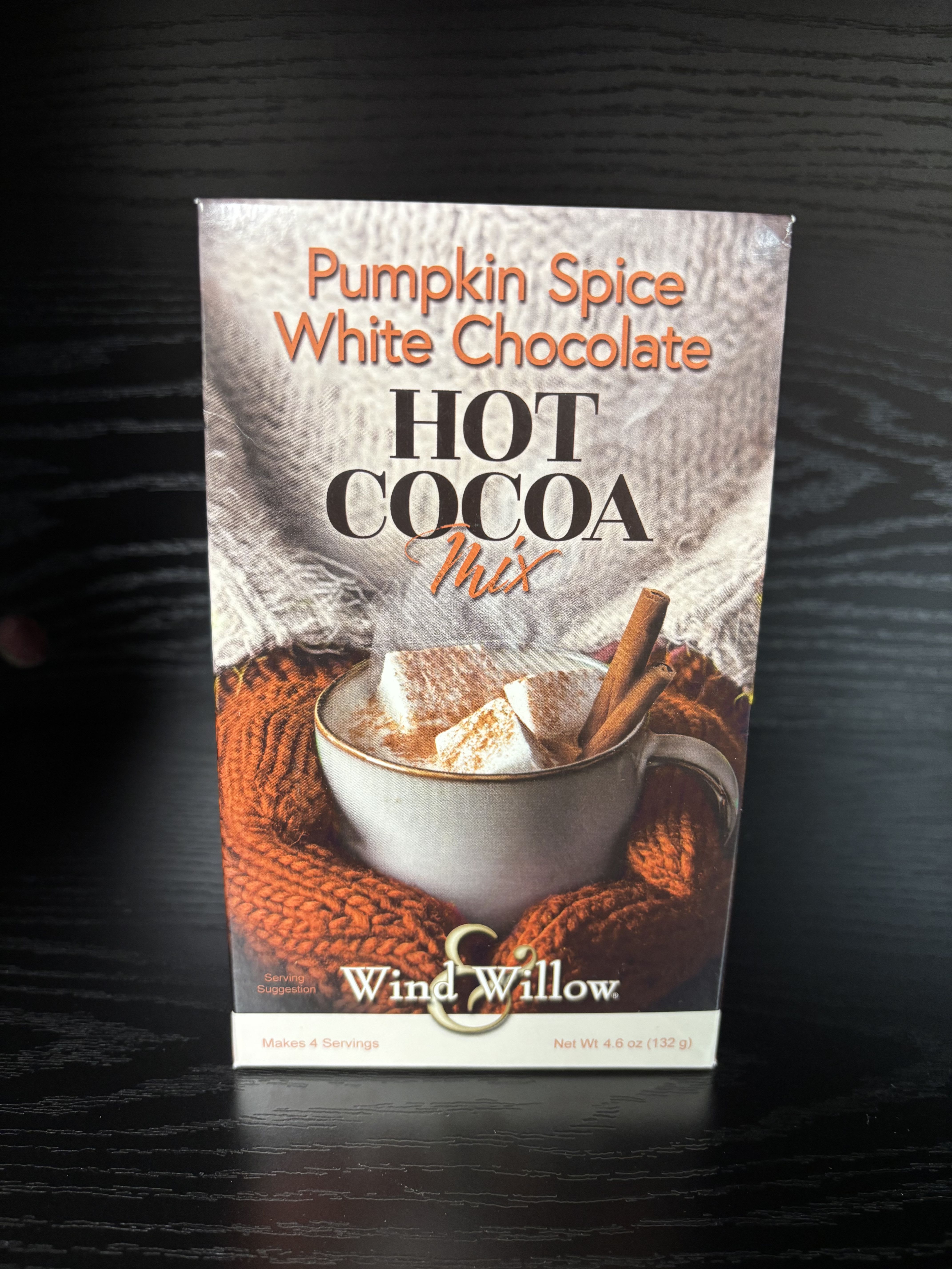 Box of pumpkin spice white chocolate hot cocoa mix