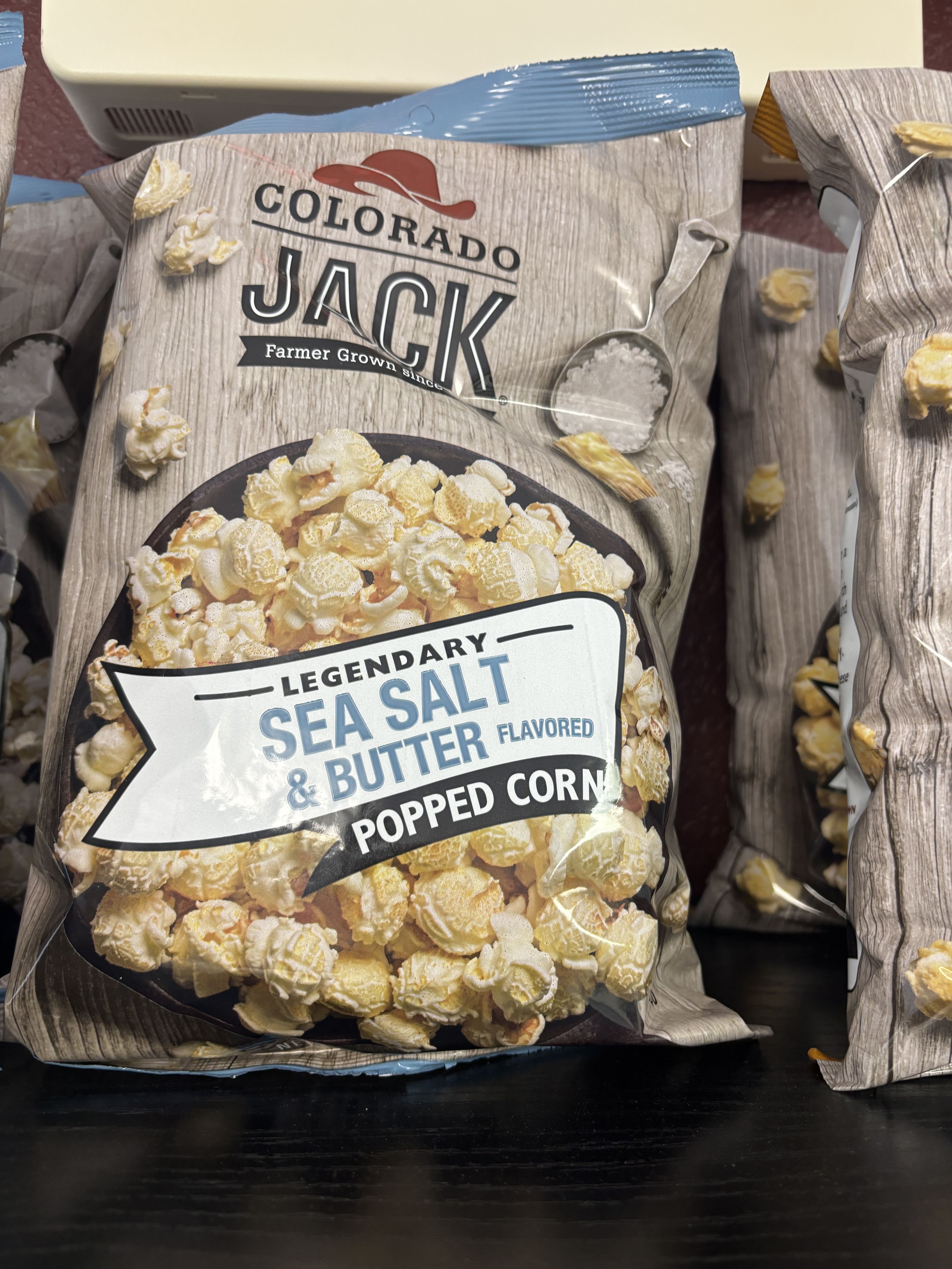 Bag of sea salt and butter popcorn