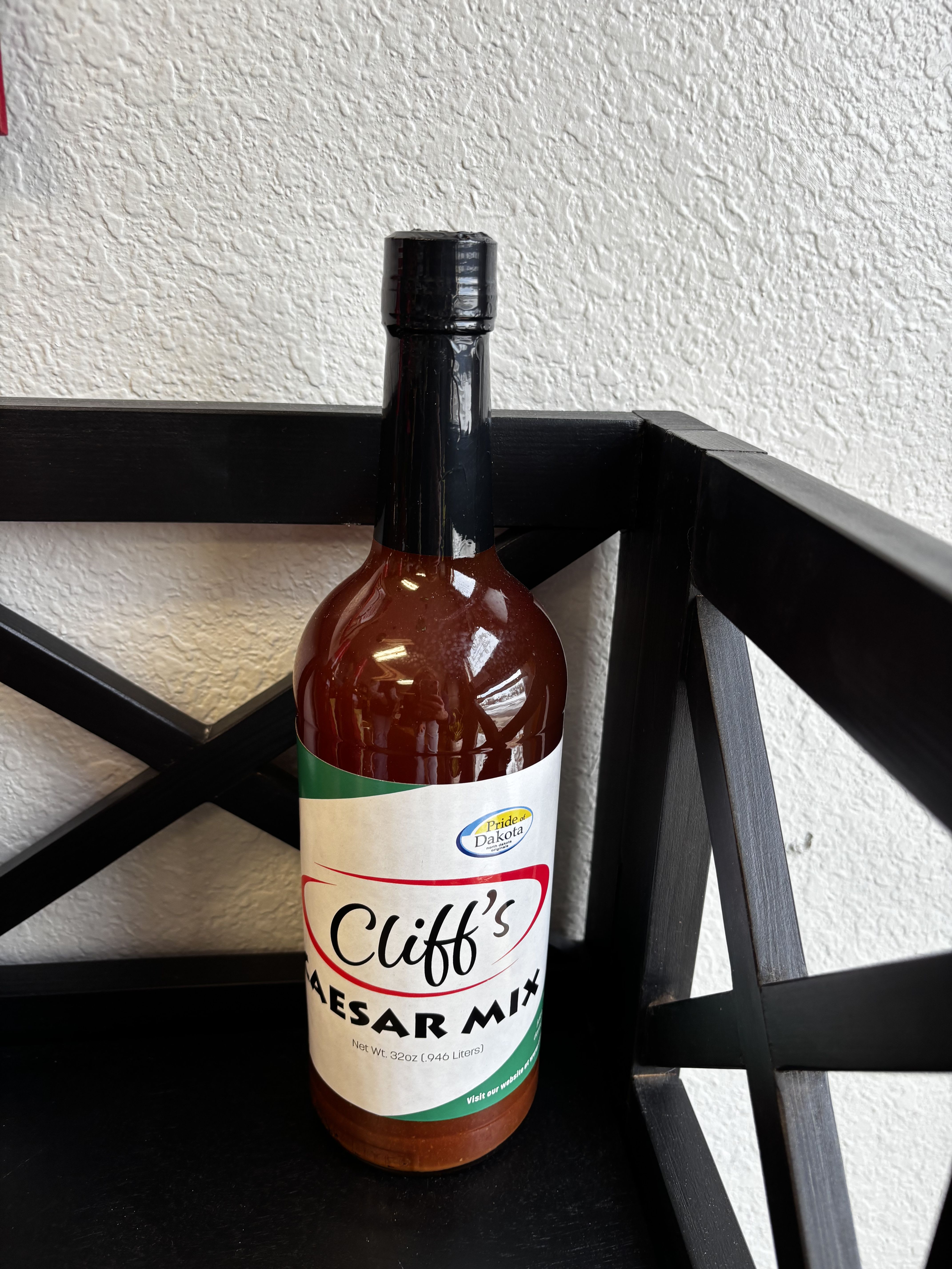 Bottle of Cliff's Caesar mix on a shelf