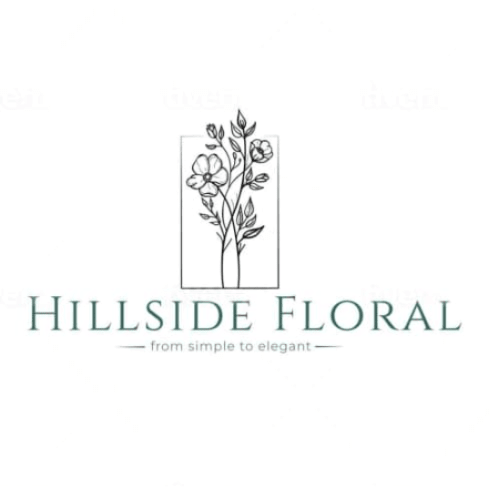 Hillside Floral logo with a simple line drawing of flowers