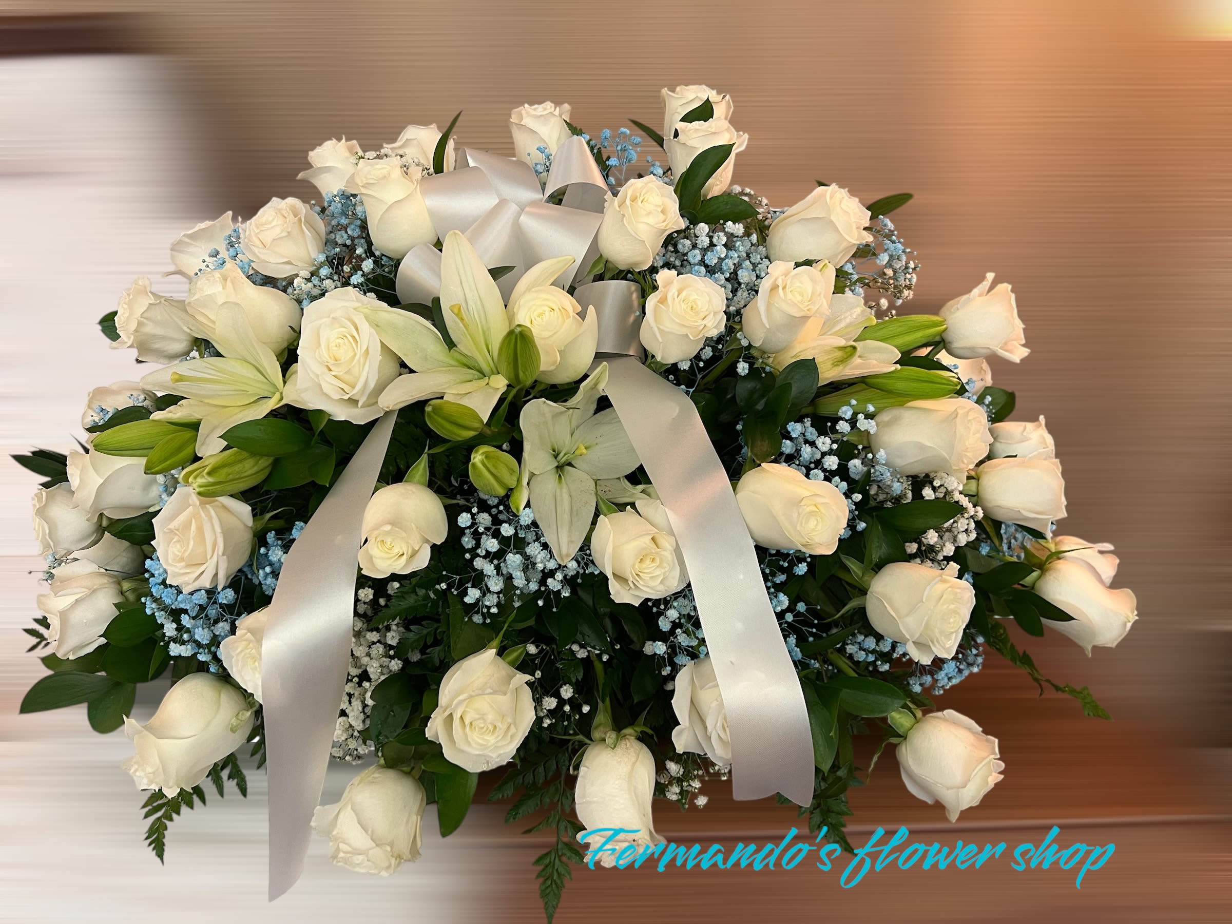 Whispering Roses By Fernando’s Flower Shop 1 - Casket Spray 35 Roses