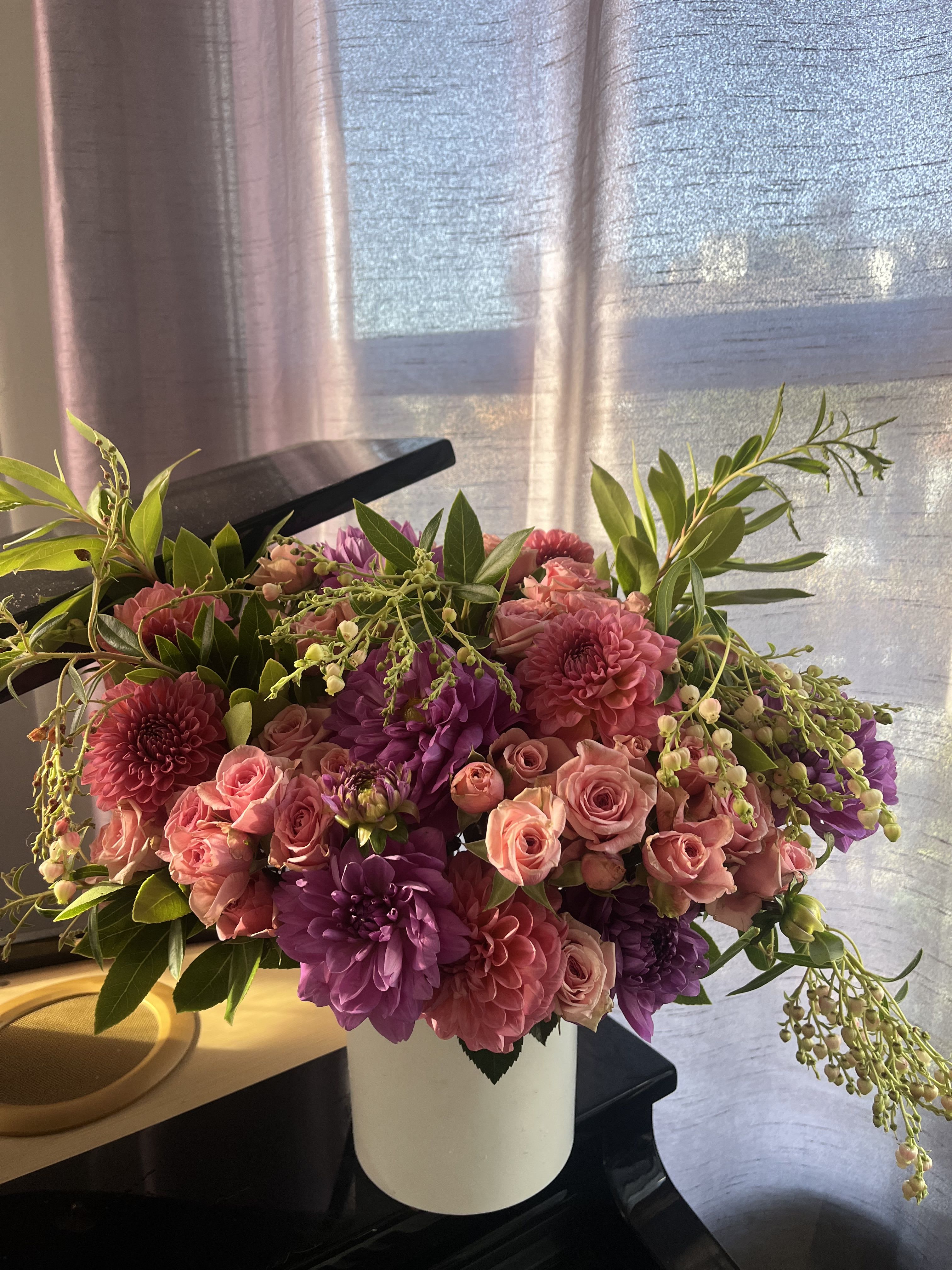 Petal Perfect  - Soft and romantic combination of beautiful roses and dahlias 