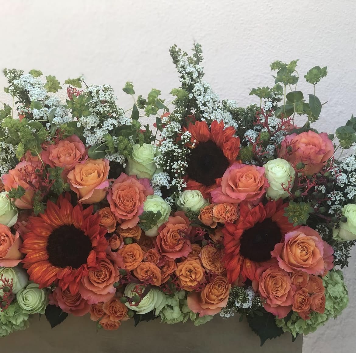 Autumn Sun - Bright orange sunflowers and greens