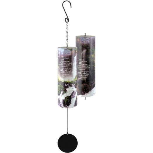 Carson Wind Chime - 36 inch Cylinder Sonnet, WINDS OF HEAVEN - Our 36" Cylinder Sonnets are comprised of a UV printed steel cylinder with metal construction and industrial cordage. Adjustable striker. 4.5" Diameter x 14" Length tube  Tube Reads: "May the winds of Heaven blow softly and whisper in your ear, how much we love and miss you and wish that you were here"  L: 36" W: 4.5"