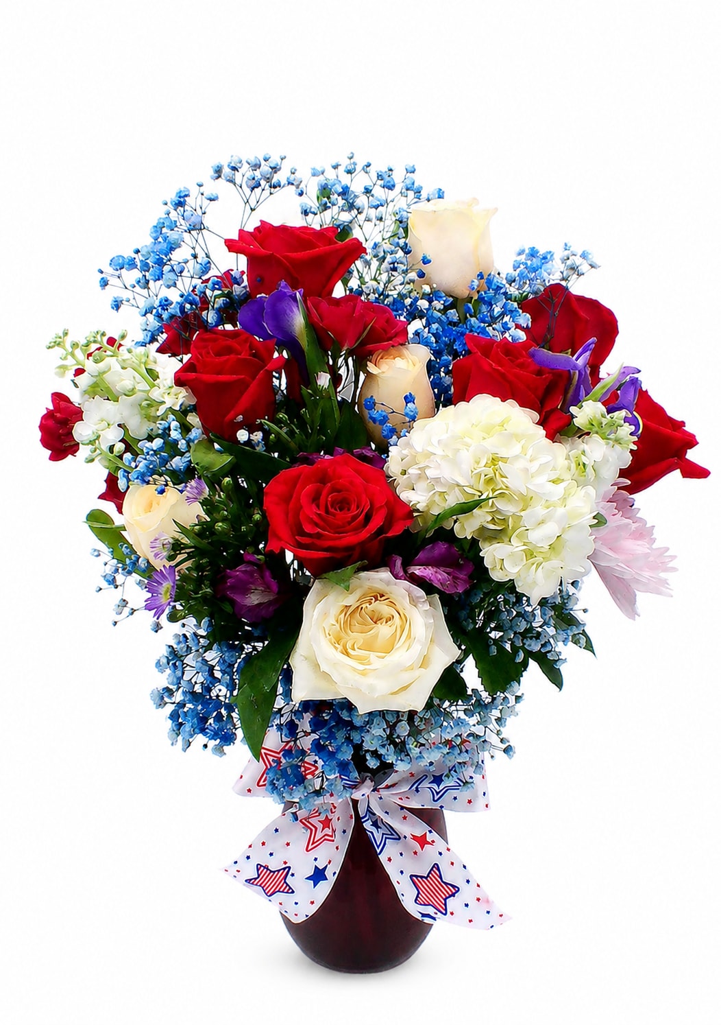 Stars of Joy by K2Y - Designed in a large keepsake vase, this premium arrangement offers a fuller, more dramatic presentation with upgraded blooms and richer texture throughout. Perfect for high-end gifting, corporate appreciation, memorial tributes, Independence Day celebrations, and any occasion where you want to make a truly unforgettable impression.