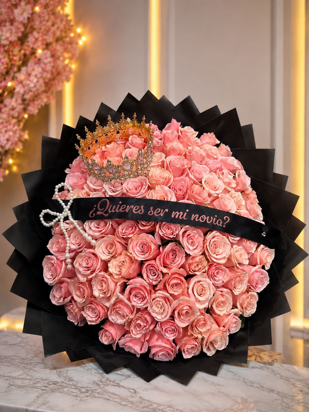 Ultimate Love Bouquet - Bouquet 50 Light Pink Roses  Decorative elements are available at an additional cost