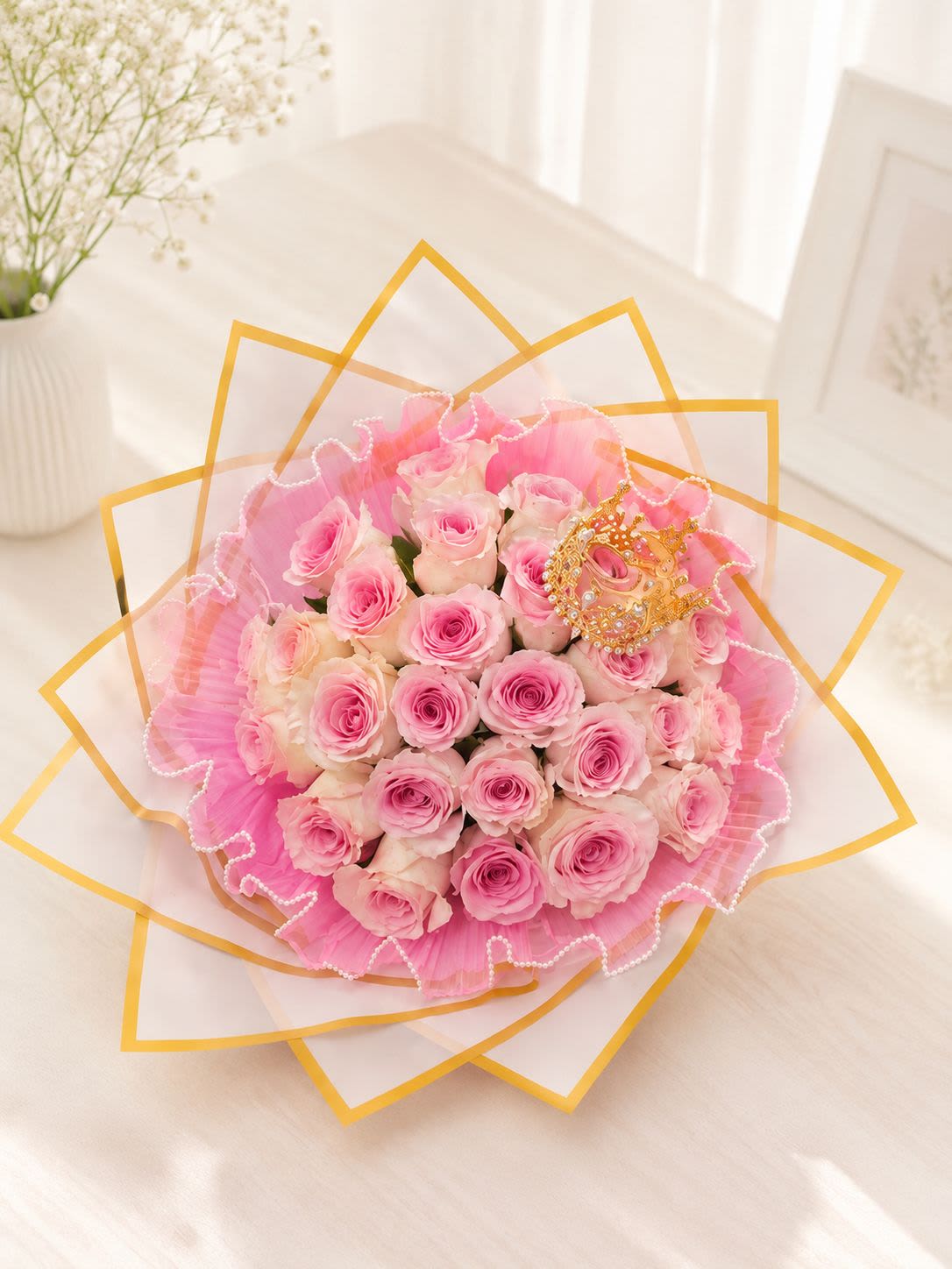 BUCHON MANDALA  25 ROSES - BUCHON PINK LOVE 25 ROSES