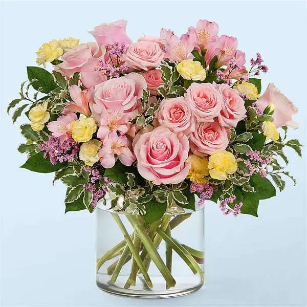 Refreshed Bouquet - Take a deep breath with our Refreshed Bouquet. A soft mix of pink and yellow flowers will have your recipient experiencing the rejuvenating power of nature.