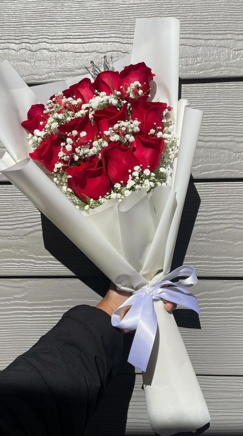 layered roses in white wrap - layered roses in white wrap