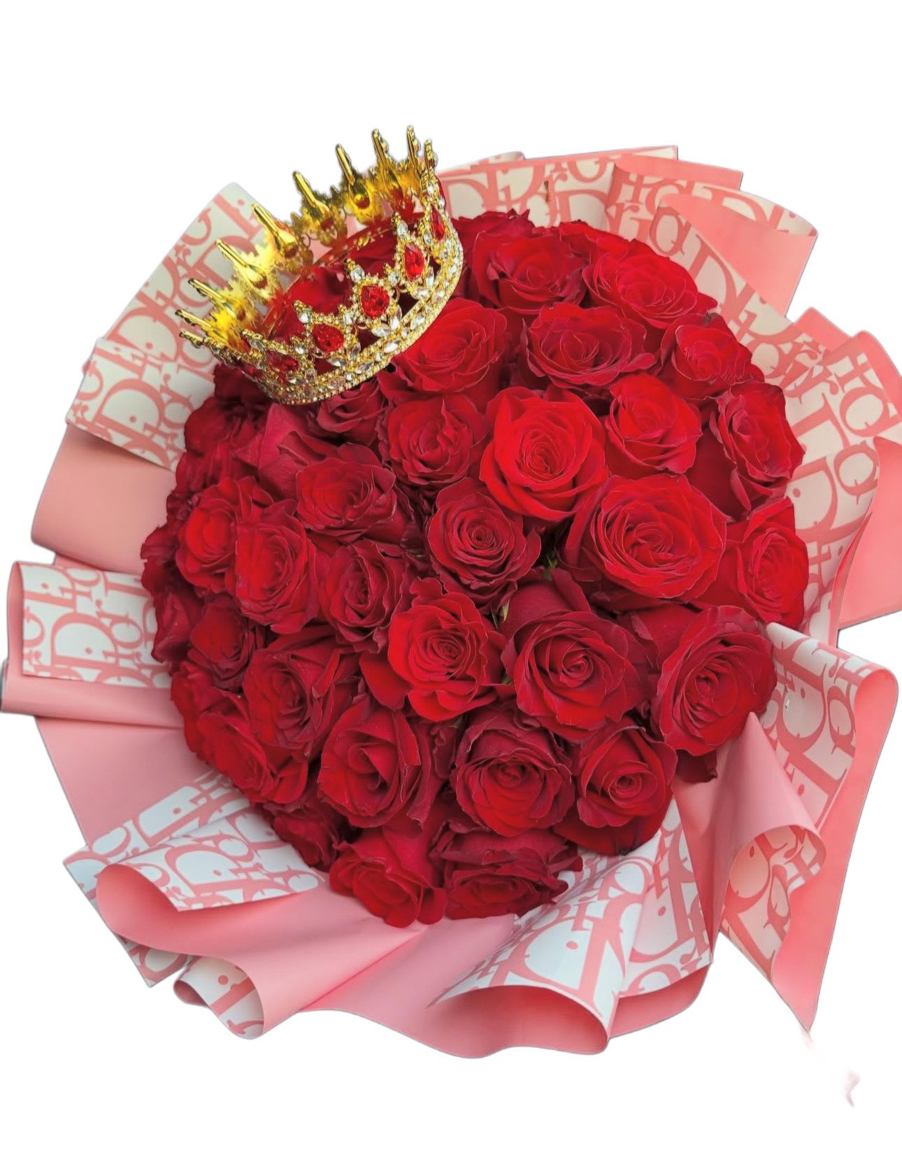 Dior red bloom  - Dios red bloom Is crafted with exquisite attention to detail, featuring premium long-stem roses arranged in a harmonious, balanced design. Wrapped in our signature luxury Dios paper with a soft satin ribbon, this bouquet embodies sophistication and charm. Perfect for romantic gestures, special celebrations, or elegant gifting, it delivers a message of grace, admiration, and refined beauty. 