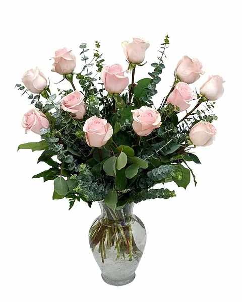 Long Stem Baby Pink Roses  - Absolutely gorgeous, simply roses, with greens and accent fillers