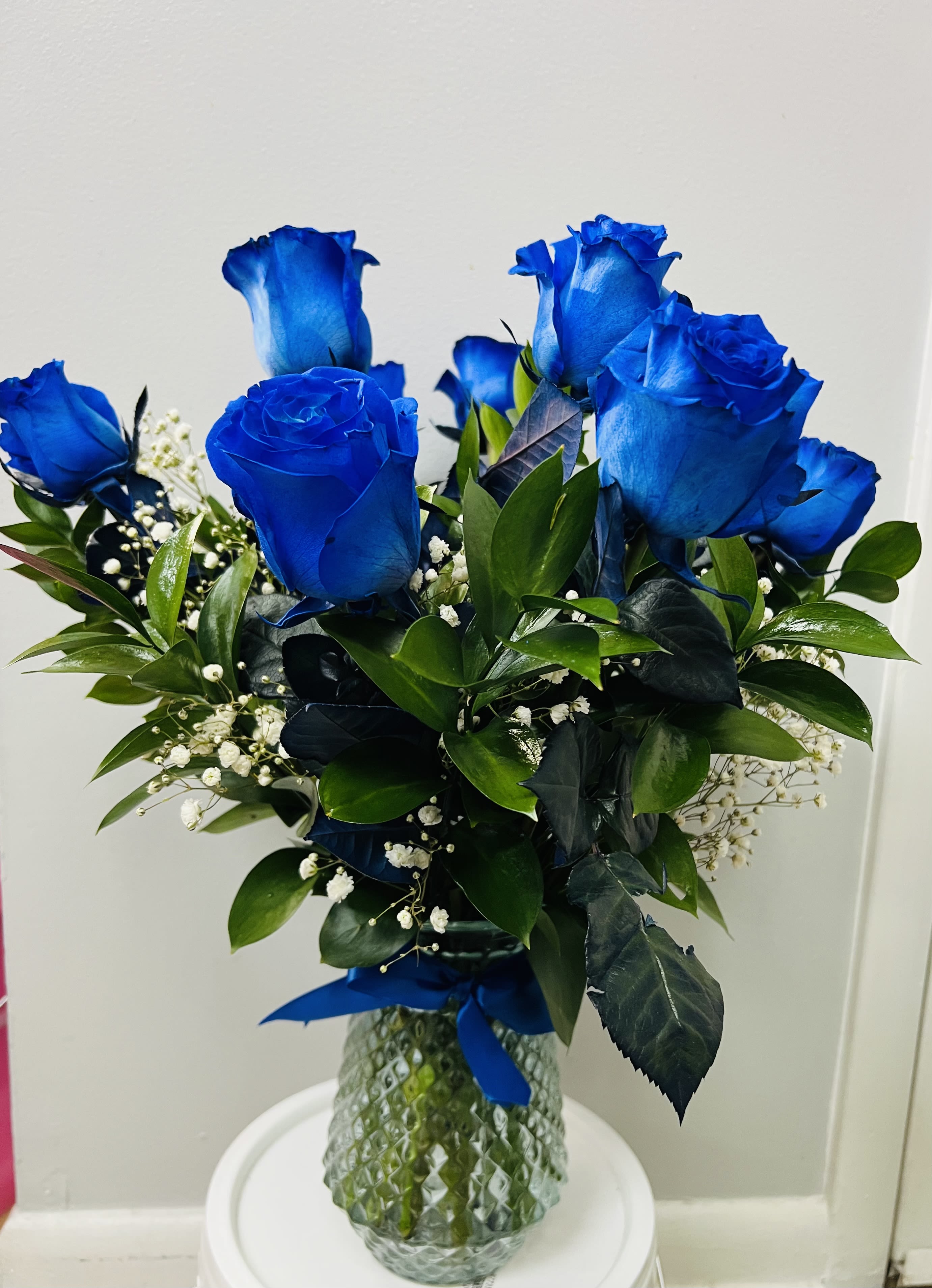 amor azul  - En base de agua con rosas azules y decoración azul