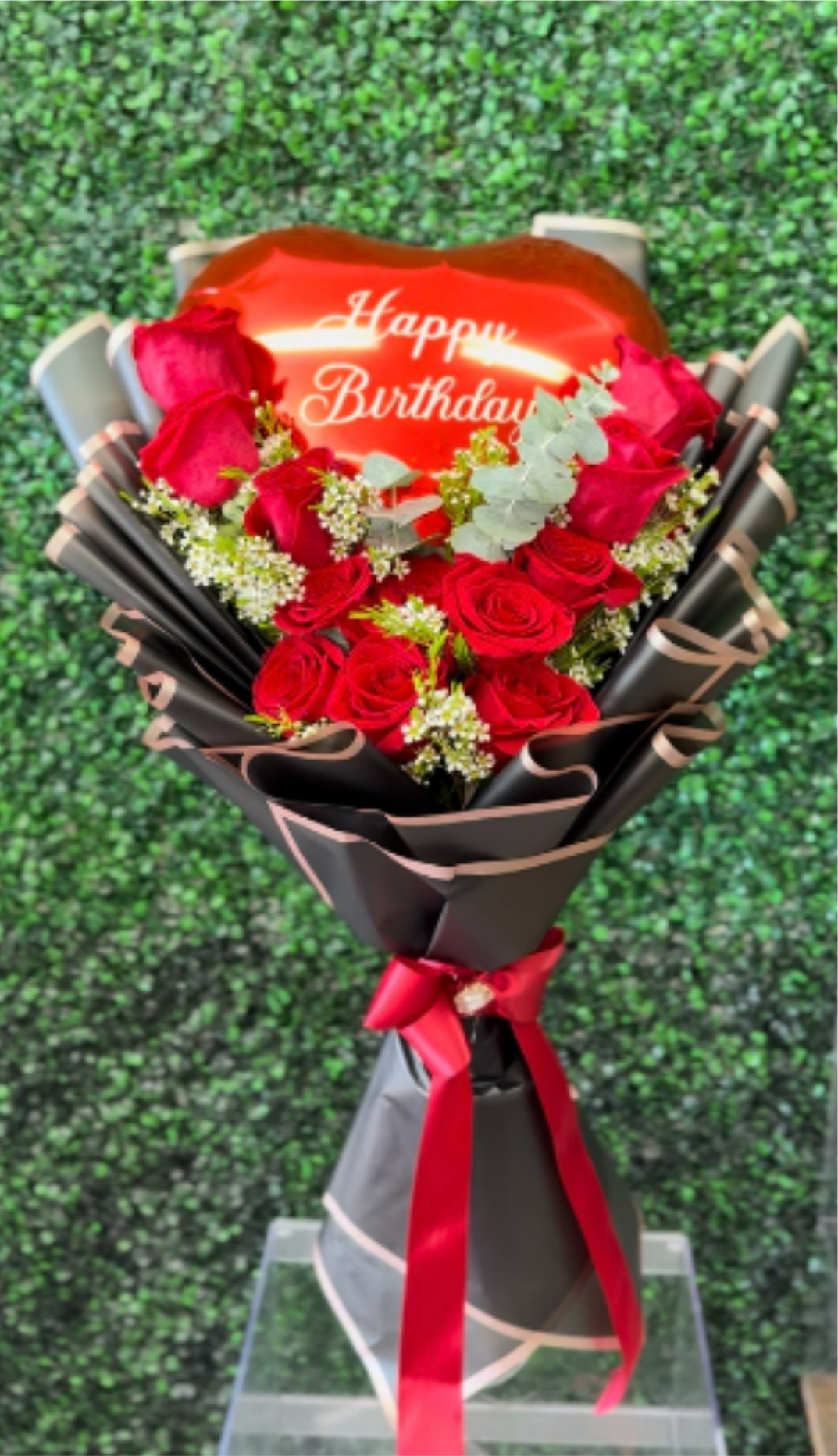 sweet heart blooms - personalized balloon with color of choice roses 