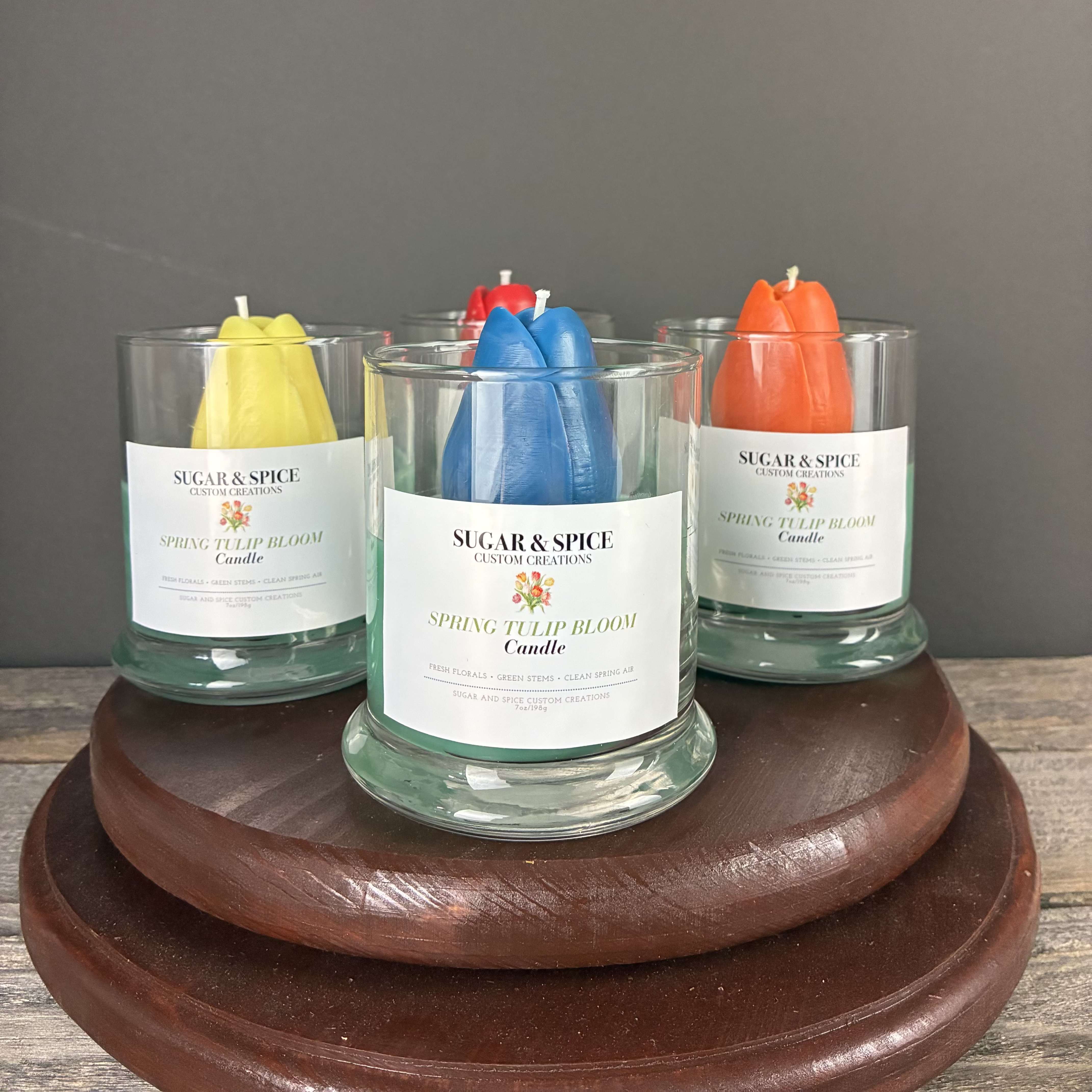 Spring Tulip Blooms Candle - This adorable candle has notes of fresh florals, green stems, and clean spring air. A Petal Peddler's exclusive!