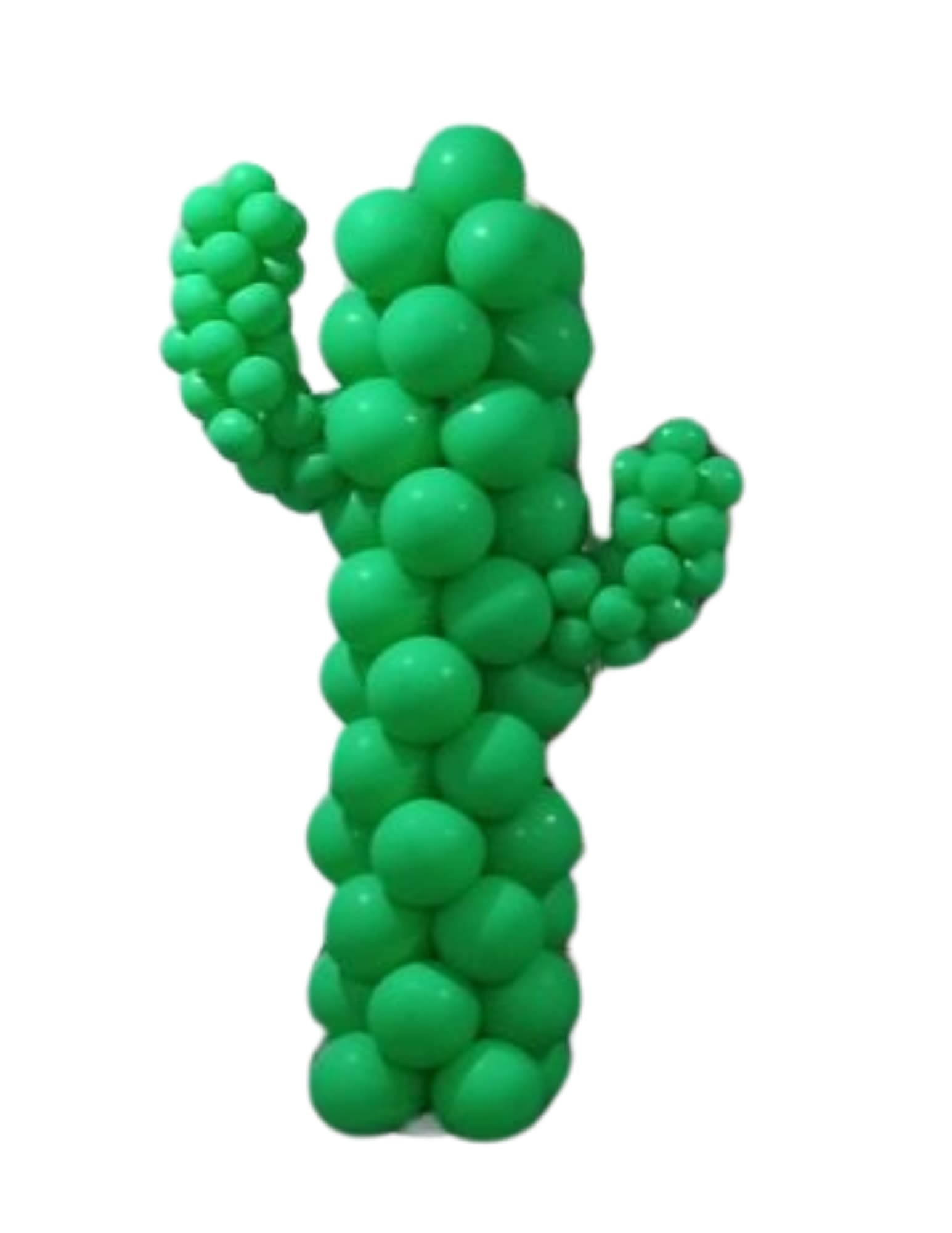 Green balloon cactus sculpture on a white background
