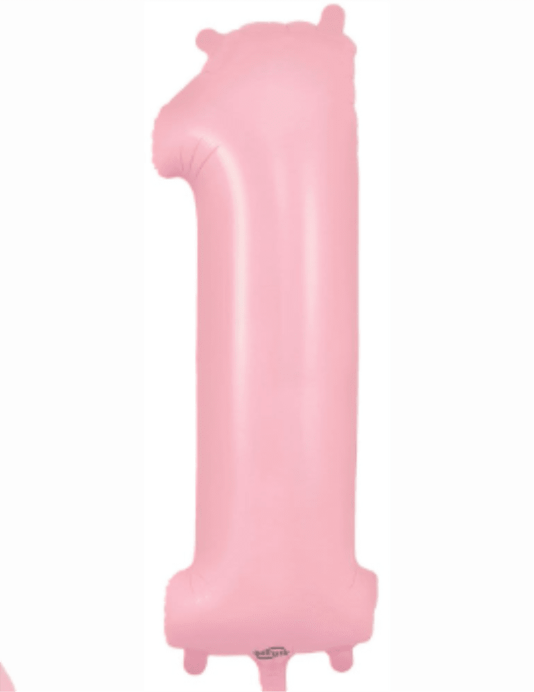 Pink number 1 balloon on a white background