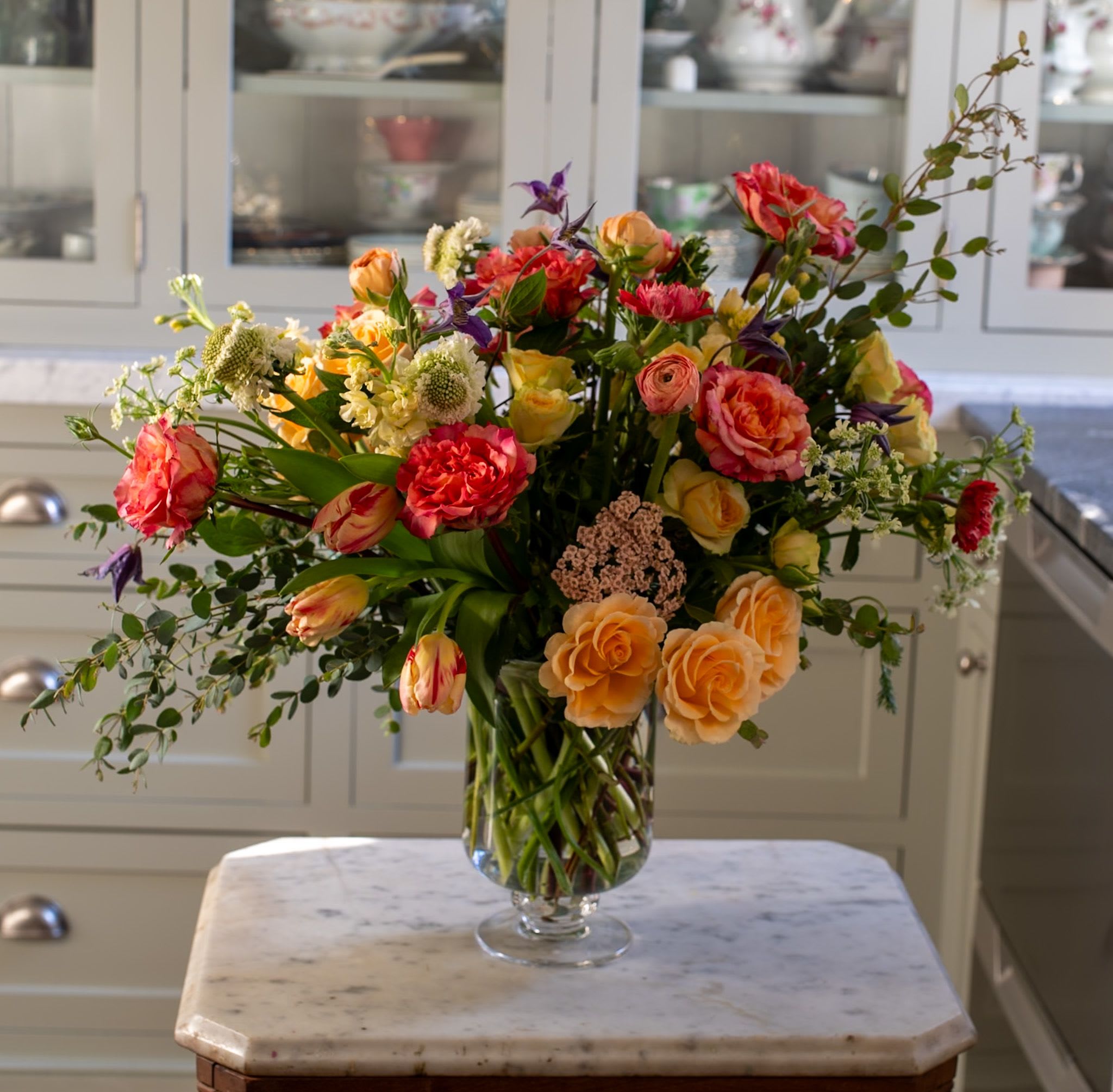 Vibrant Beauty - Beautiful and vibrant design, cut with taller stems.  Perfect for a front entrance, kitchen island or any side table where its full beauty may be enjoyed! 