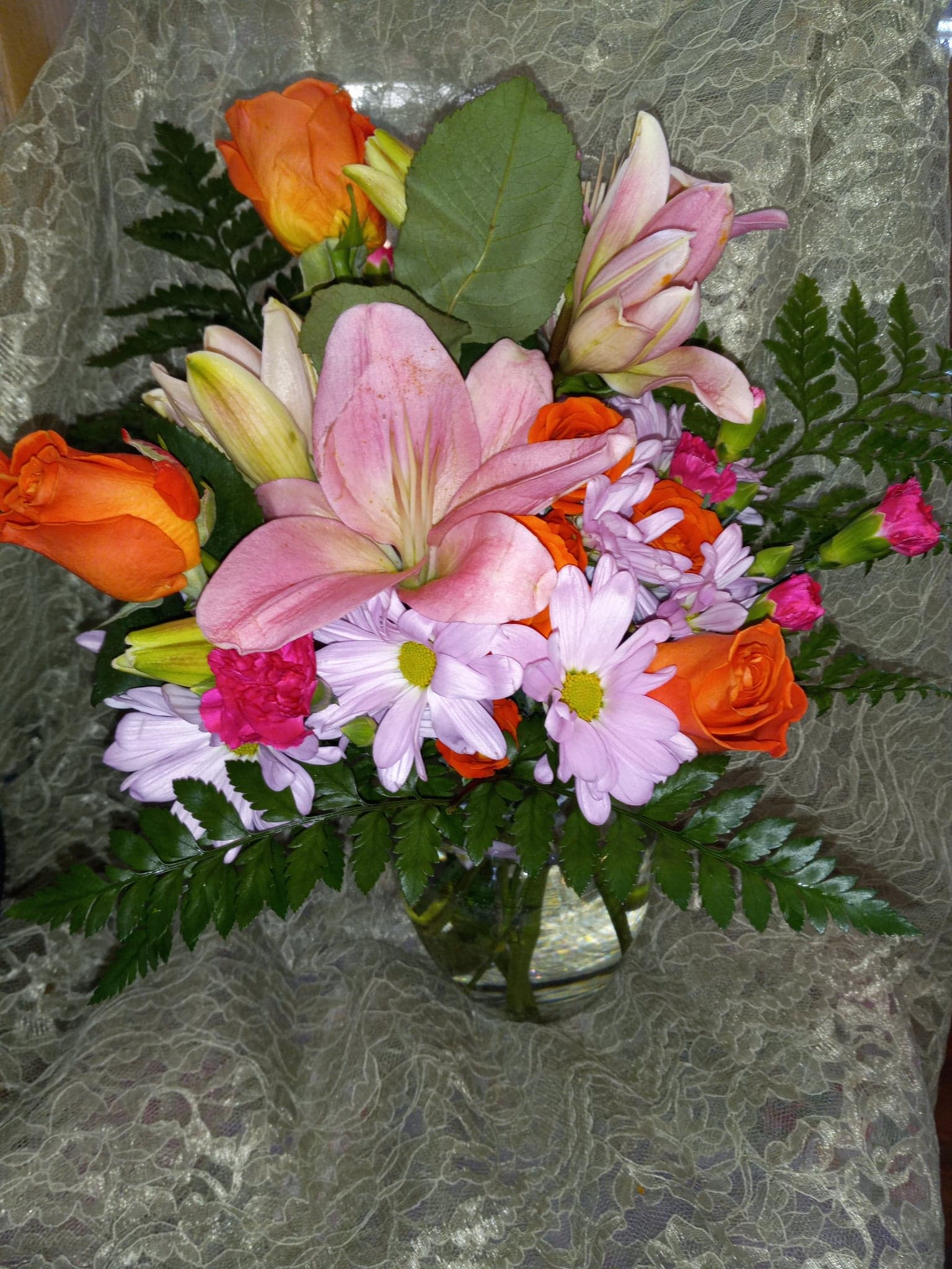 lily and roses - centerpieces of lilies and roses, choose your colors