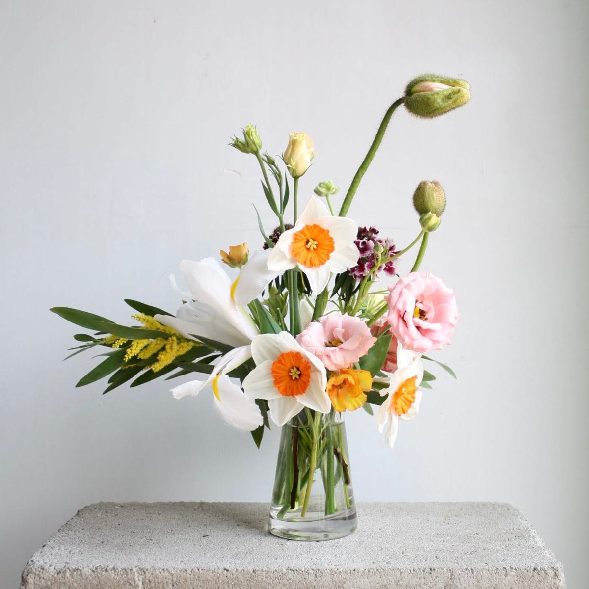 The Poet's Posy Arrangement - This airy, deconstructed floral arrangement is designed to look as if it were just freshly gathered from a whimsical meadow.
