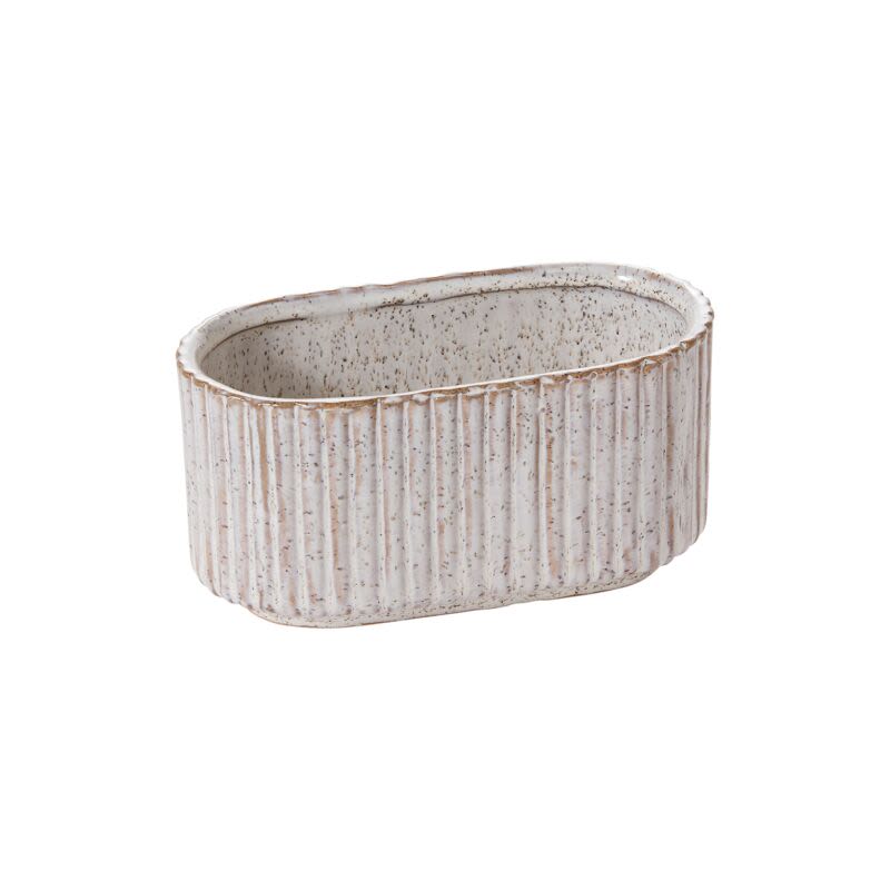 Stable Planter  - A collection of ribbed ceramic vessels with a soft ivory glaze and organic texture, designed to bring understated elegance and modern sophistication to any floral arrangement.