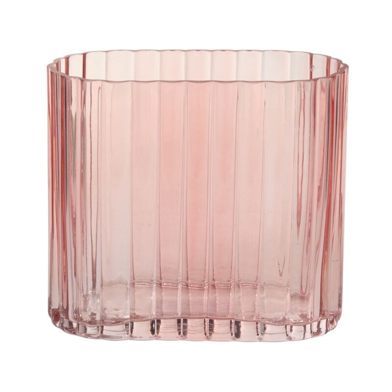 Clematis Vase - Beautiful pink ribbed glass vase