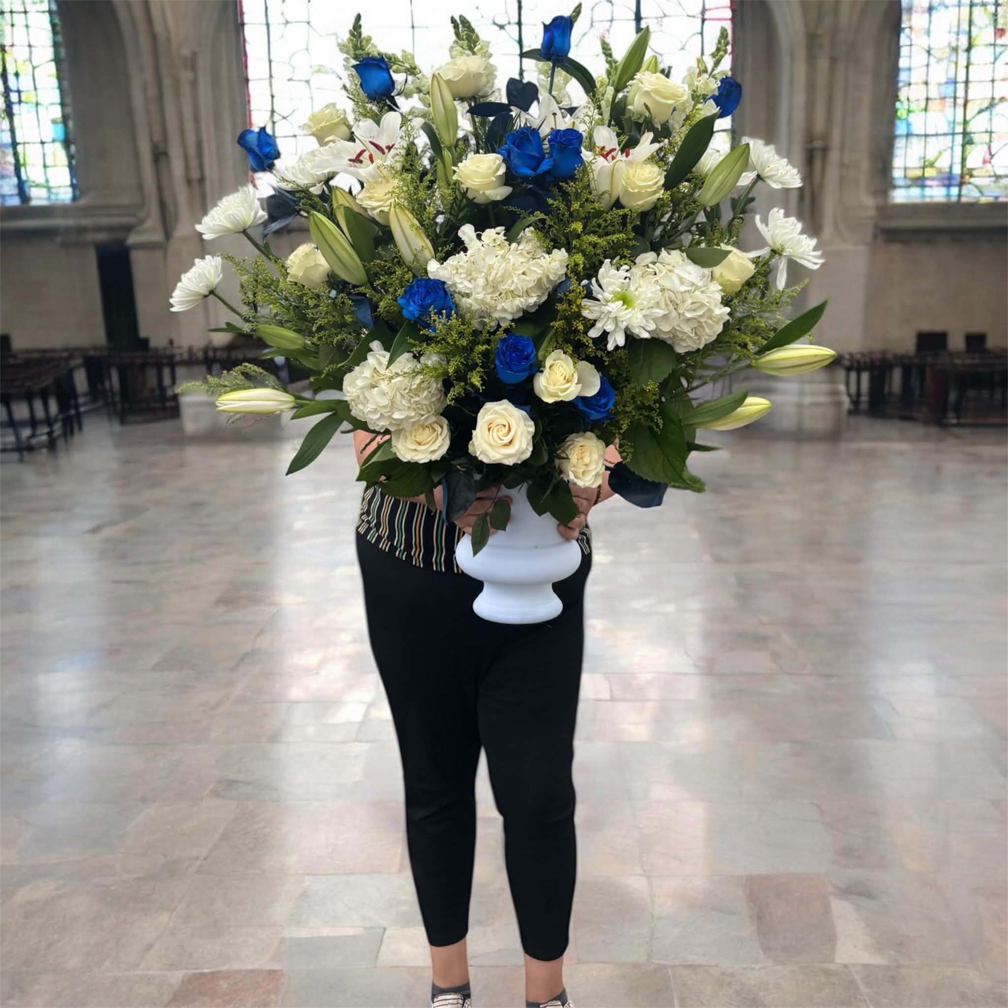 Everlasting Floor Basket  - Flower arrangement very memorable and everlasting style to remember . This are mainly to  used on the floor and can changed the blue color rose to any other color as requested please write down on notes.