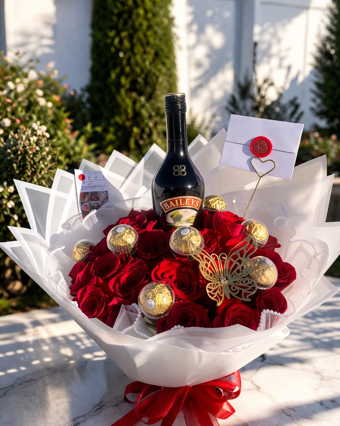 Buchon Baylies  - Red Roses with beautiful box and hydration inside 