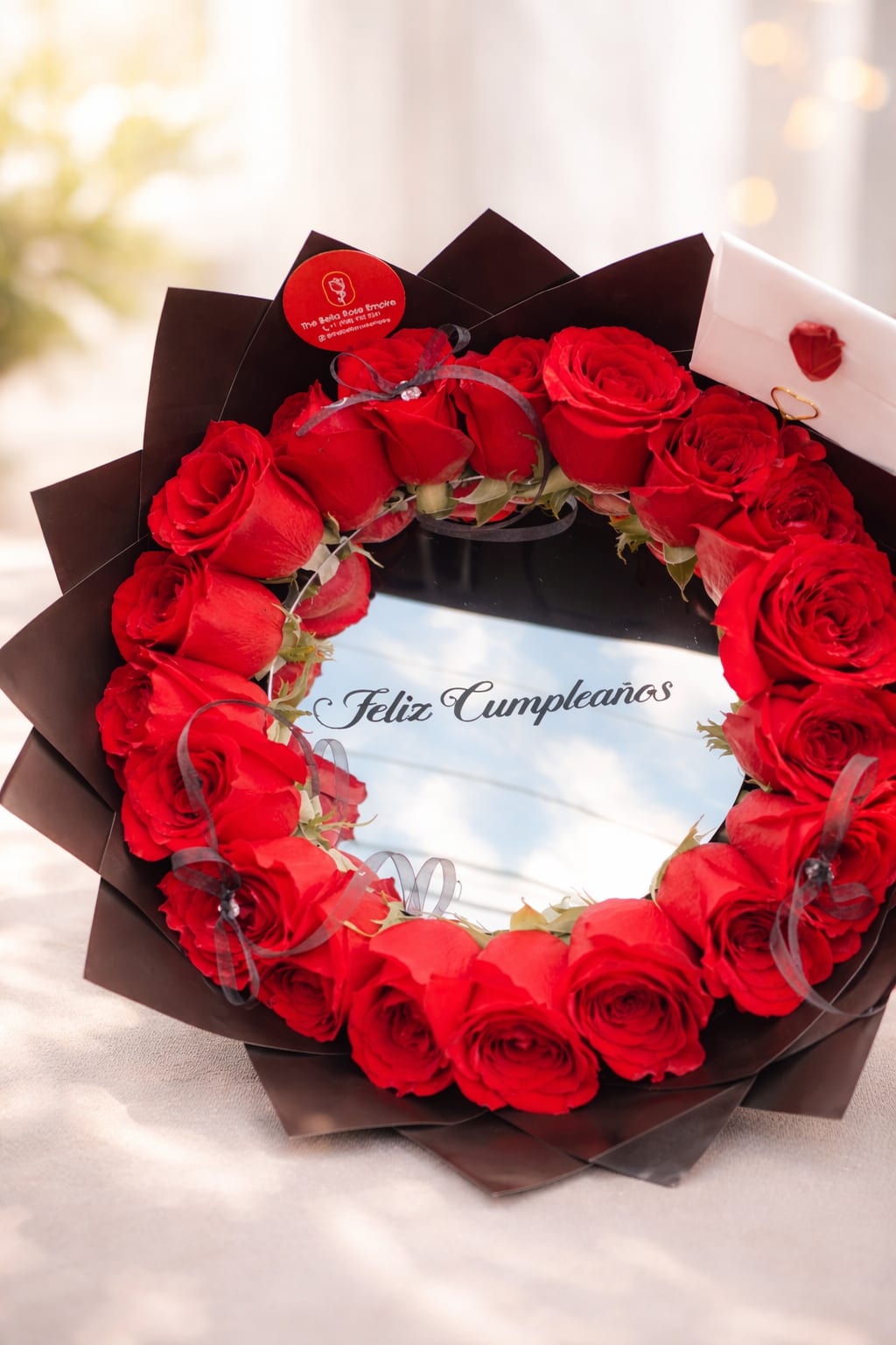 Mirror BOUQUET Small - Beautiful bouquet with a mirror in the center and an included message.
