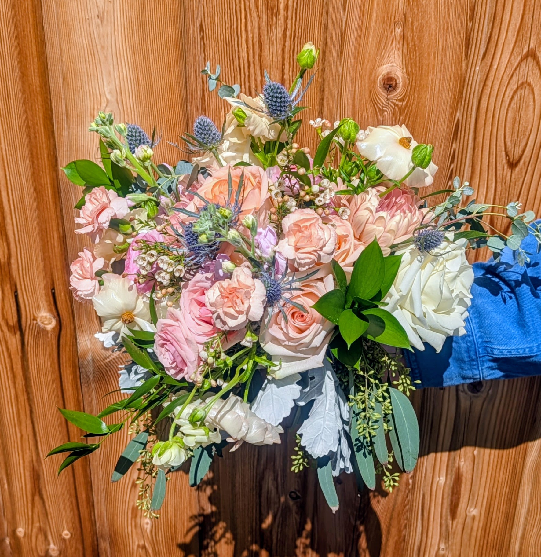 Spring Bouquet - Choose this bouquet for a spring or summer wedding, garden ceremony, or as the focal posy for a romantic elopement; it sends a message of soft devotion and sweet, timeless beauty. Care is simple: keep stems in water until the moment they're needed and store in a cool spot to preserve freshness for your ceremony.