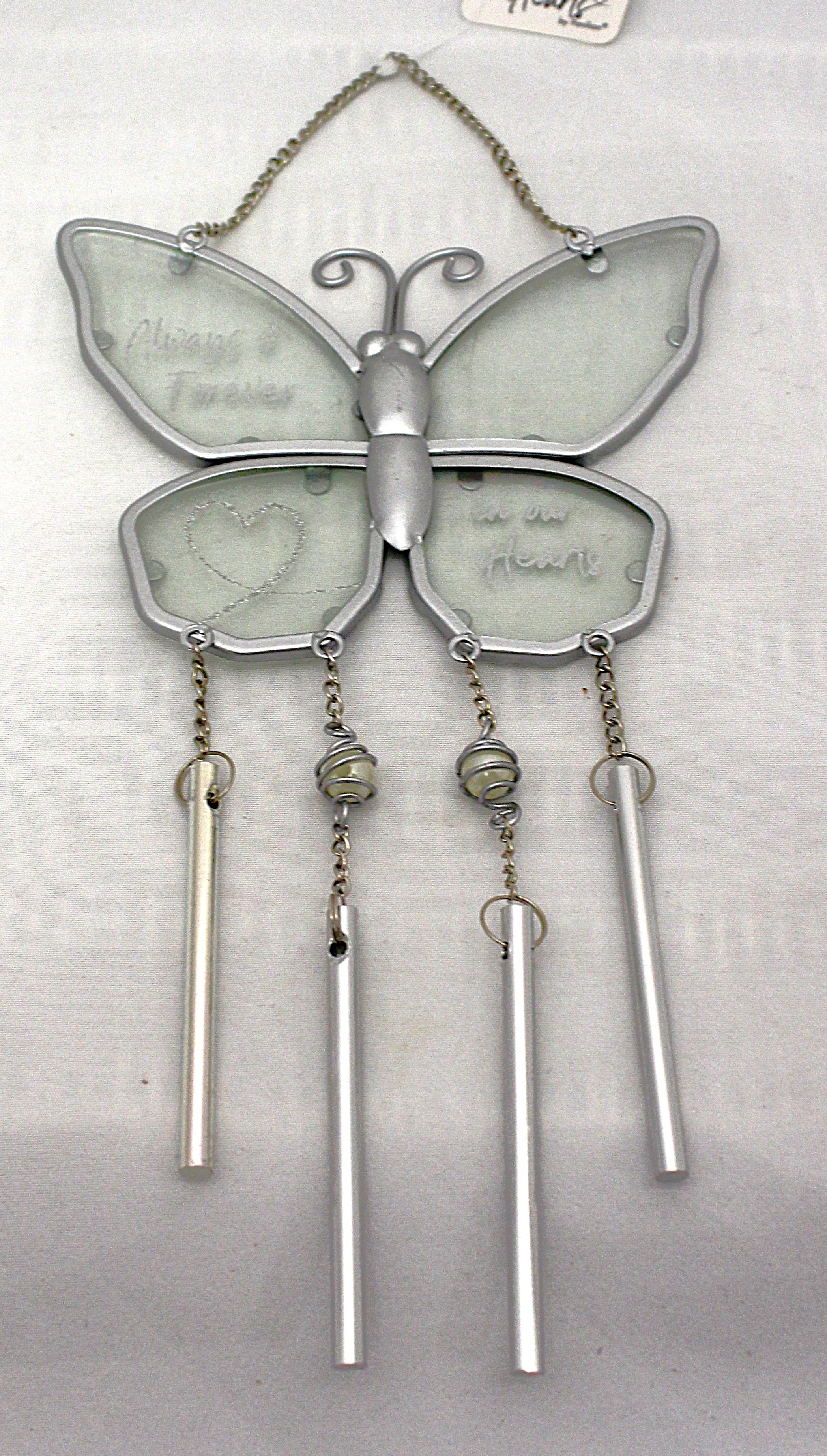 12" Always and Forever (Silver) - Always and Forever in our Hearts Butterfly windchime