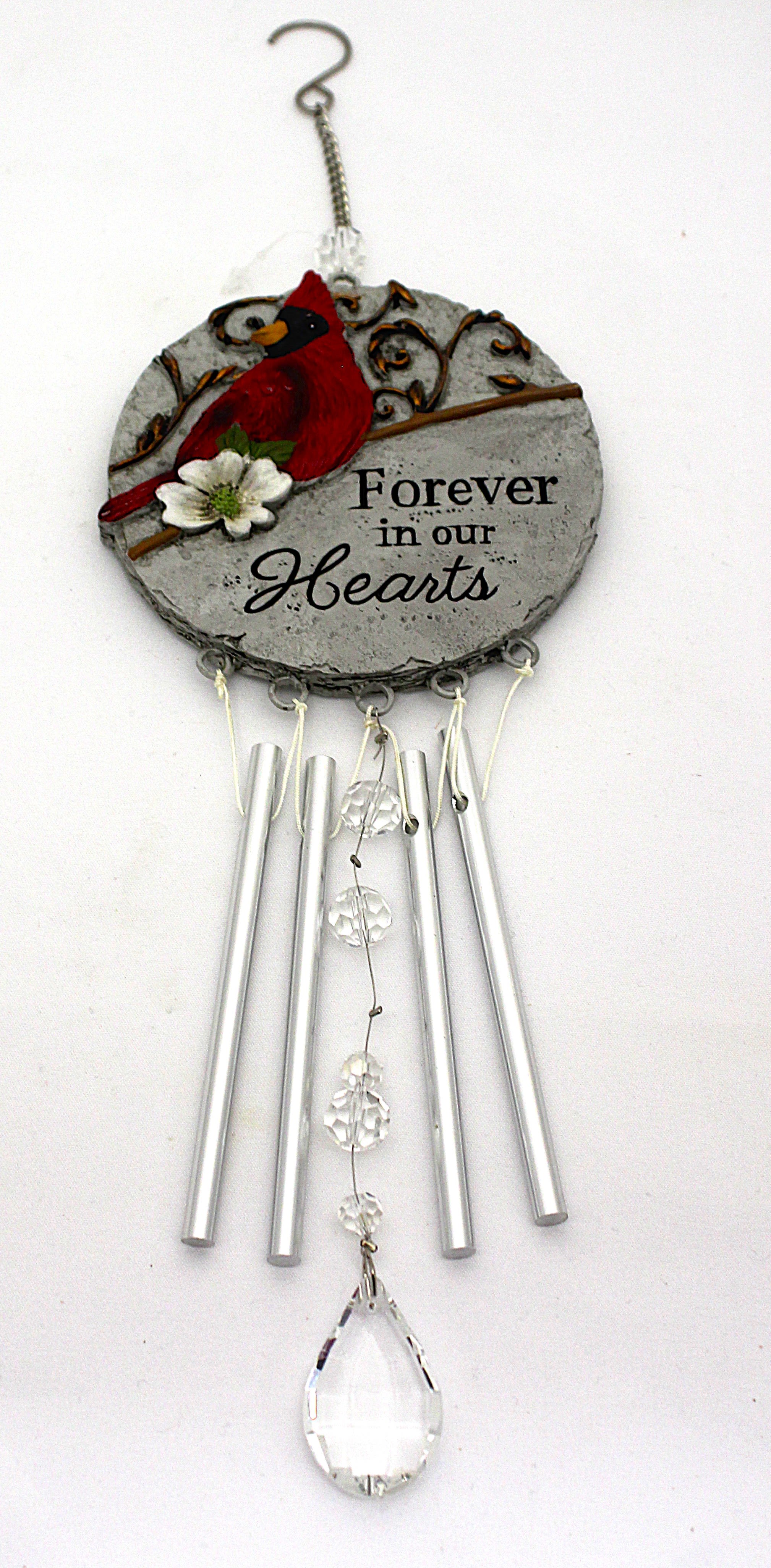 14 Inch Cardinal Windchime - Forever - 14 Inch Cardinal Windchime - Forever in our Hearts