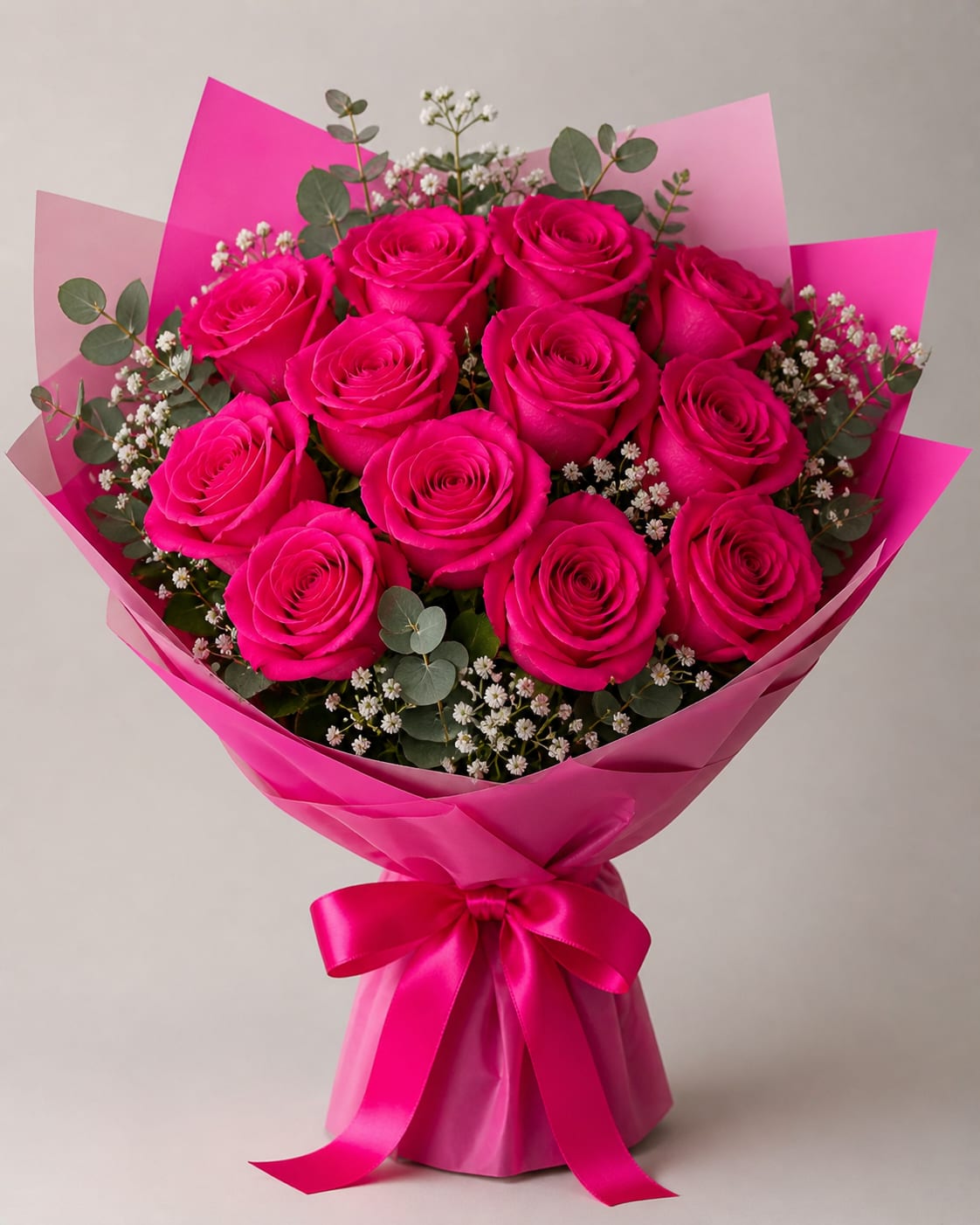 Lola Rose Bouquet - Lola Rose Bouquet  Vibrant, playful, and full of personality, this bouquet features stunning Lola roses, admired for their vivid hot-pink color and eye-catching beauty. Their bold, energetic hue creates an unforgettable statement, making them a perfect choice for celebrating life’s happiest and most meaningful moments.  Lola roses symbolize admiration, joy, confidence, gratitude, and heartfelt affection. Their rich pink tones convey warmth and appreciation while adding a touch of modern elegance and charm. Whether gifted to a loved one, a friend, or someone special, these roses are a beautiful way to brighten someone’s day and make them feel cherished.  Known for their striking color, luxurious blooms, and long-lasting freshness, Lola roses bring excitement, beauty, and sophistication to any occasion. Their vibrant presence makes them a favorite choice for celebrations, romantic gestures, and expressions of love and appreciation.   Symbolism: Admiration, Joy, Gratitude, Affection, Confidence, and Happiness.  Rose Variety: Premium Lola Roses.  Perfect For: Birthdays, Anniversaries, Congratulations, Romantic Occasions, Thank You Gifts, and Celebrations of Love and Friendship.