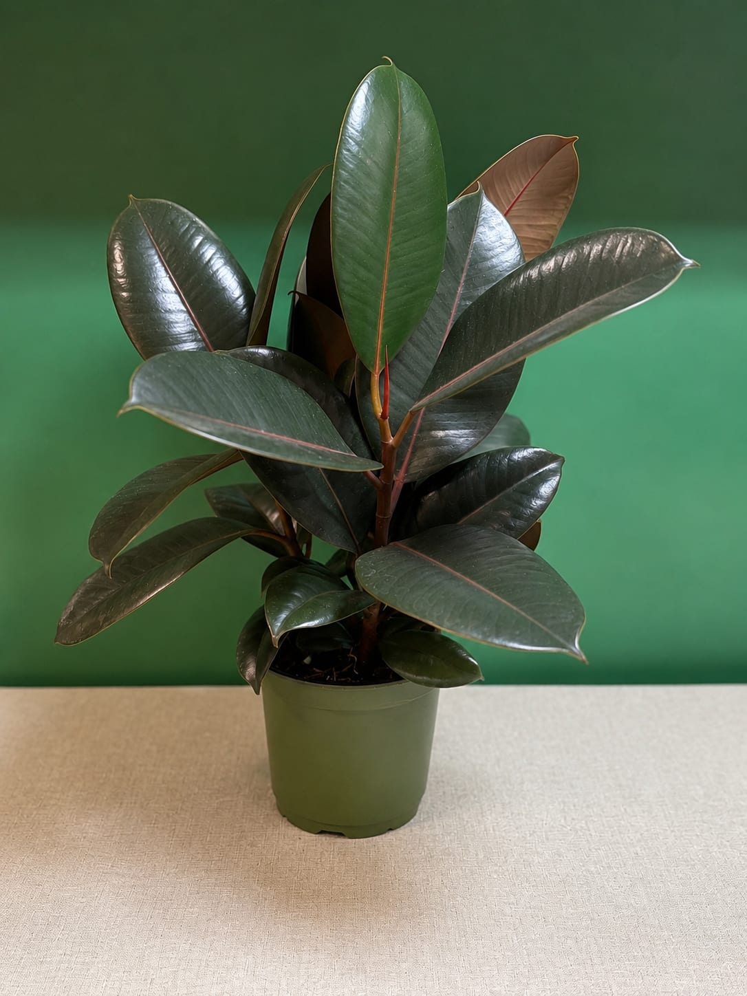 Rubber Plant (Ficus elastica) - A beautiful, low-maintenance houseplant with glossy, deep green leaves that brings a modern, tropical feel to any space. The Rubber Plant thrives in bright, indirect light and is an excellent choice for homes or offices, making it perfect for both beginner and experienced plant lovers. 