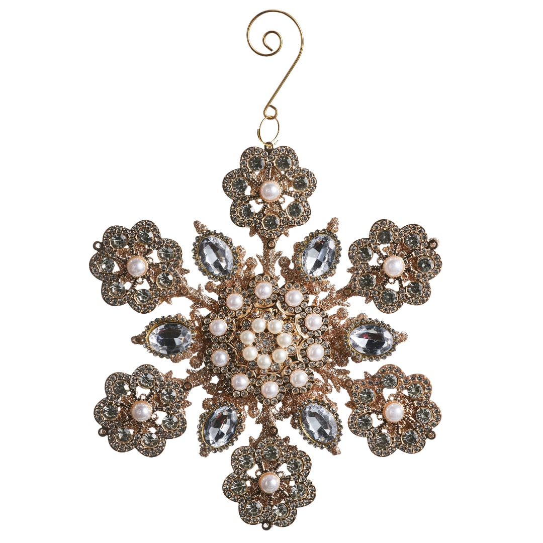 Jeweled snowflake ornament with pearl and crystal details