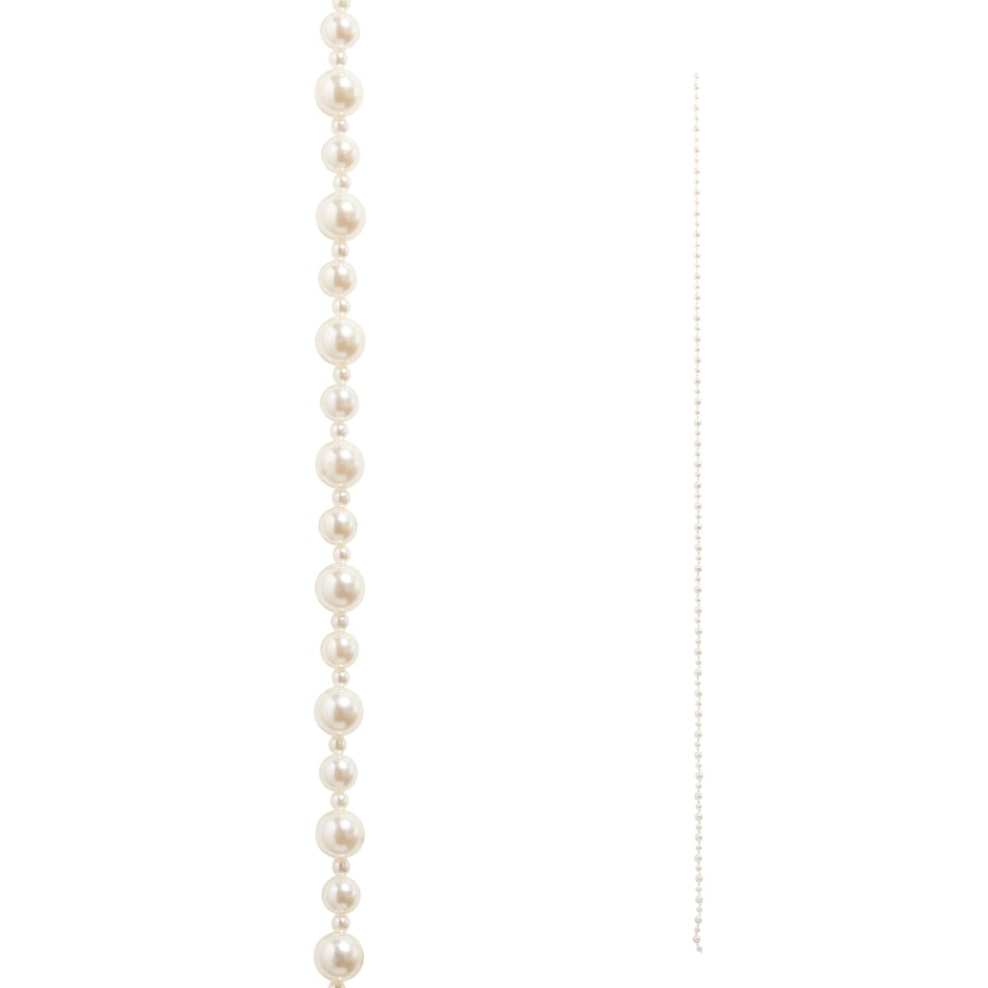 Two strands of pearl bead garland on a white background