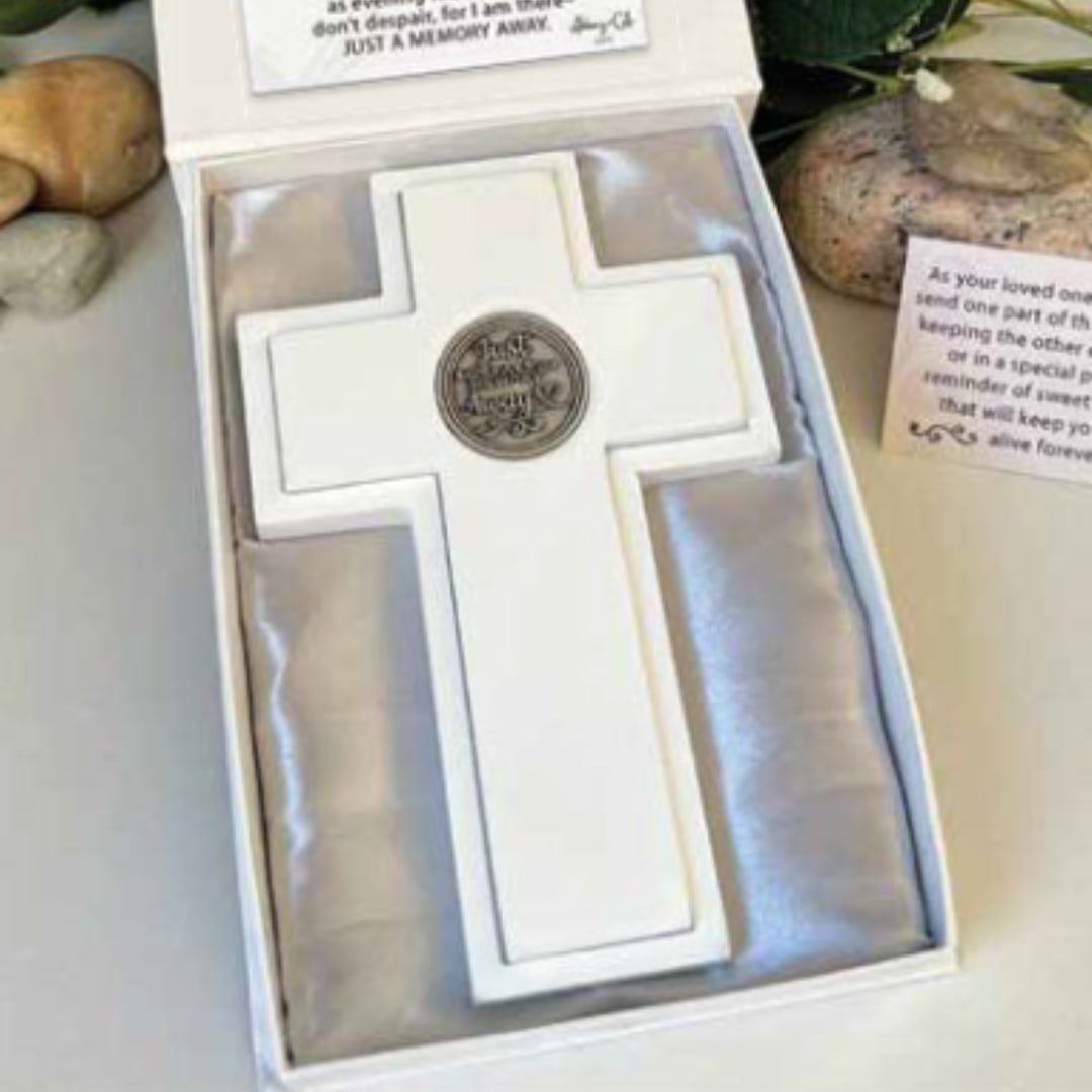 Just A Memory Away Two-Piece White Cross Set - Two-piece white cross set.